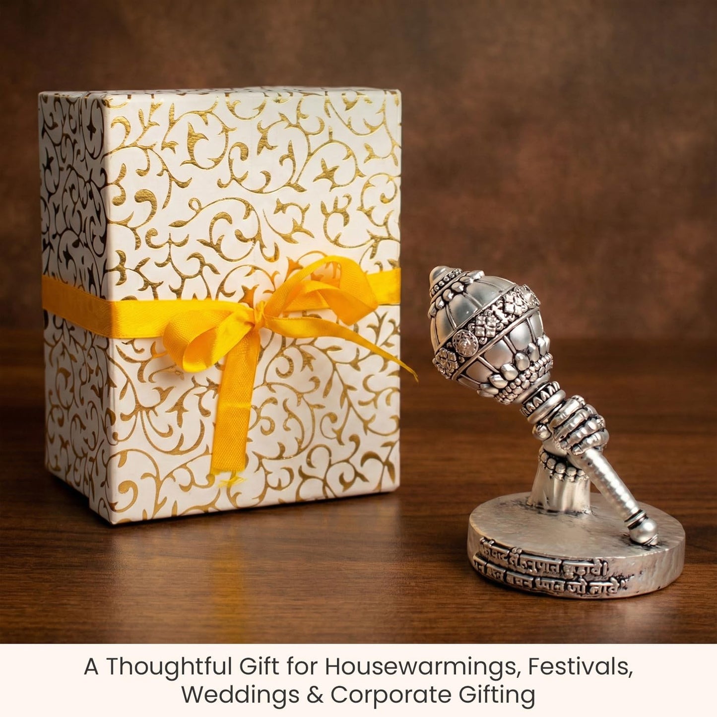 Astrotalk Shri Hanuman Gada Idol (2.7x4) Inch | 999 Silver Finish | Hanuman Chalisa Chaupai Engraved for Strength, Courage & Protection | Home Decor & Car Dashboard God Idol | Gift for Man & Woman
