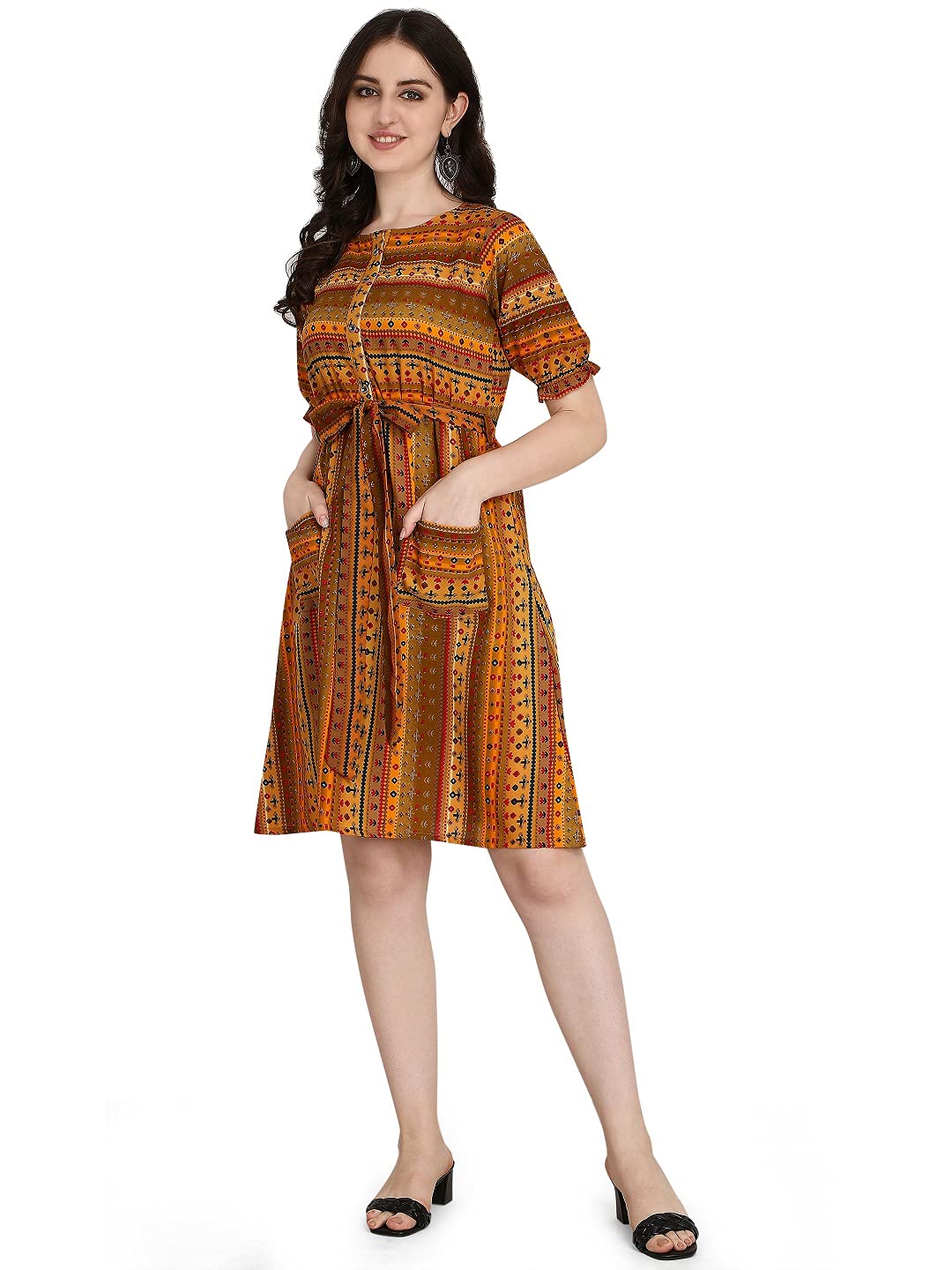 GRECIILOOKS Womens Rayon Mini Dress