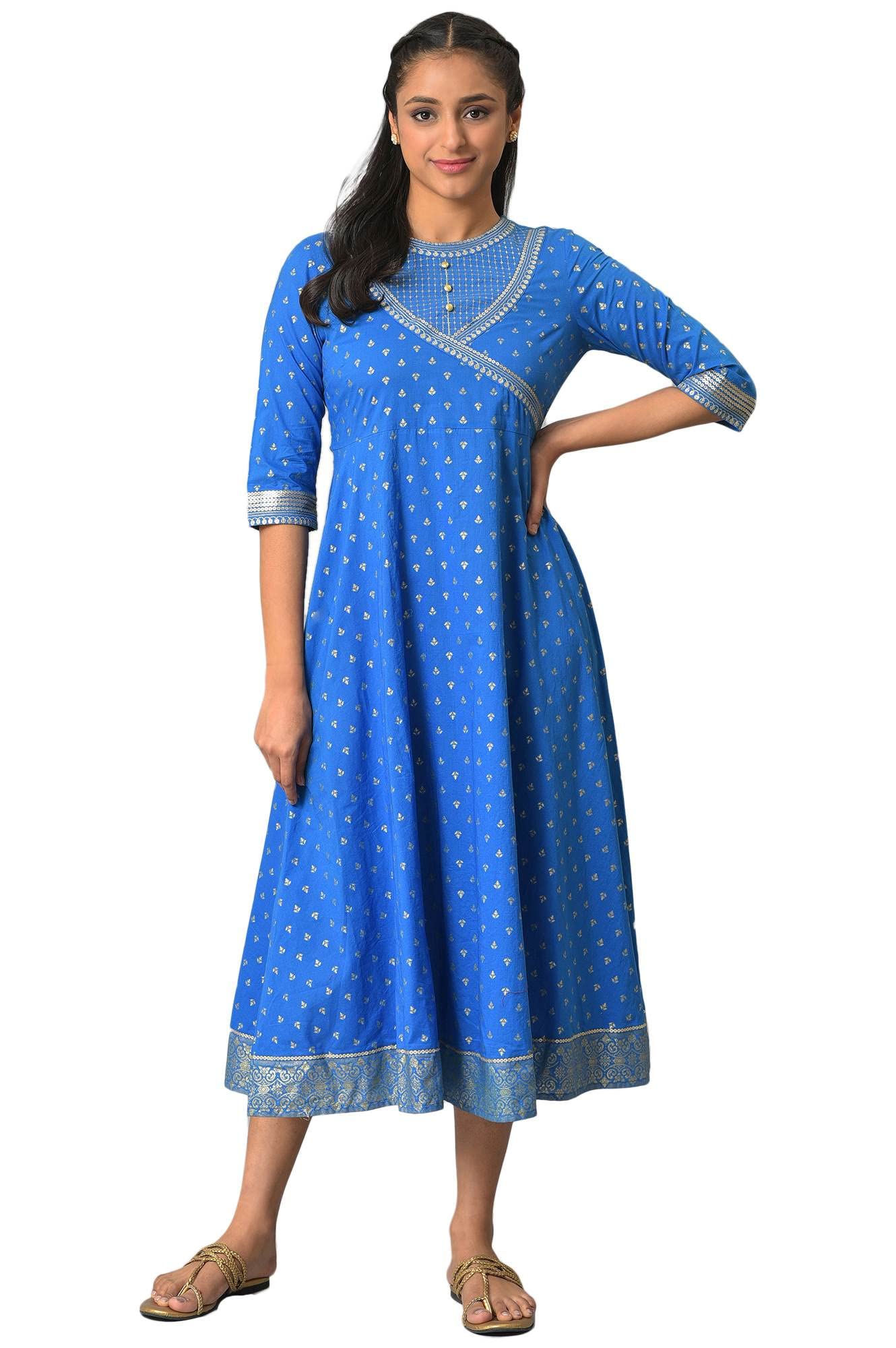Blue Ornamented Ethnic Dress