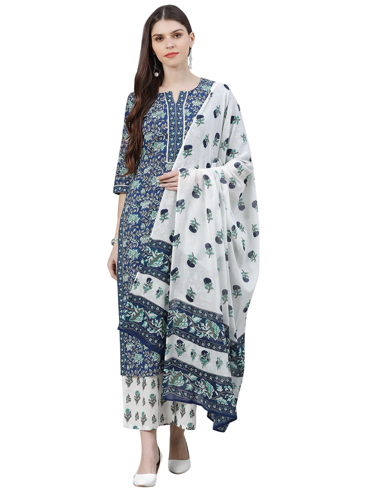 Libas WomenS Cotton Kurta Sets (13026O_Multicoloured
