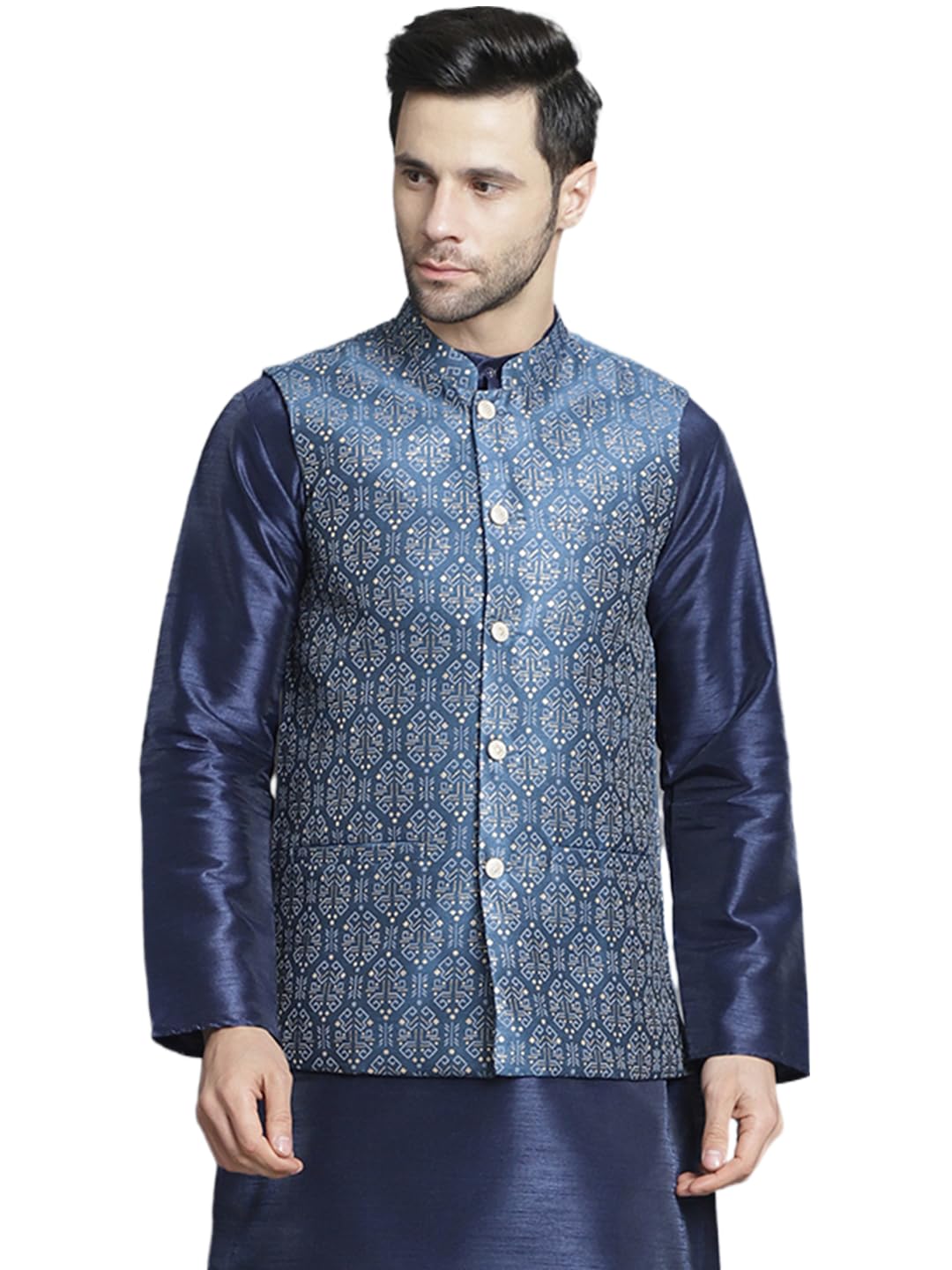 Jompers Mens Printed Nehru Jacket