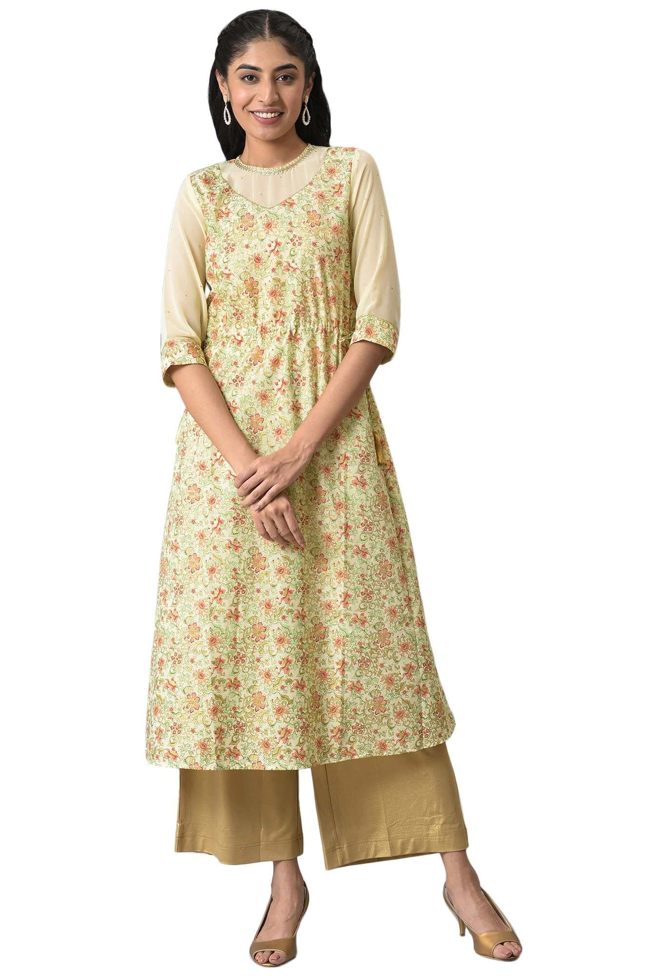 Aurelia Women Anise Flower Floral Printed A-Line Kurta_22Aua12674-504859_M