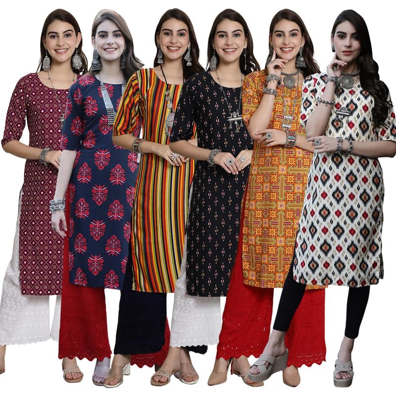 Tee Projekt Crepe Digital Printed Kurti For WomenS Ll Effortless Elegance Kurti (Pack Of 6)