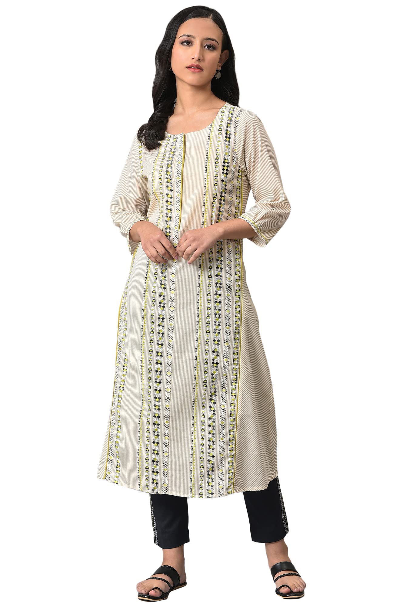 W for Woman Ecru Misdent Printed Summer Plus Size Kurta