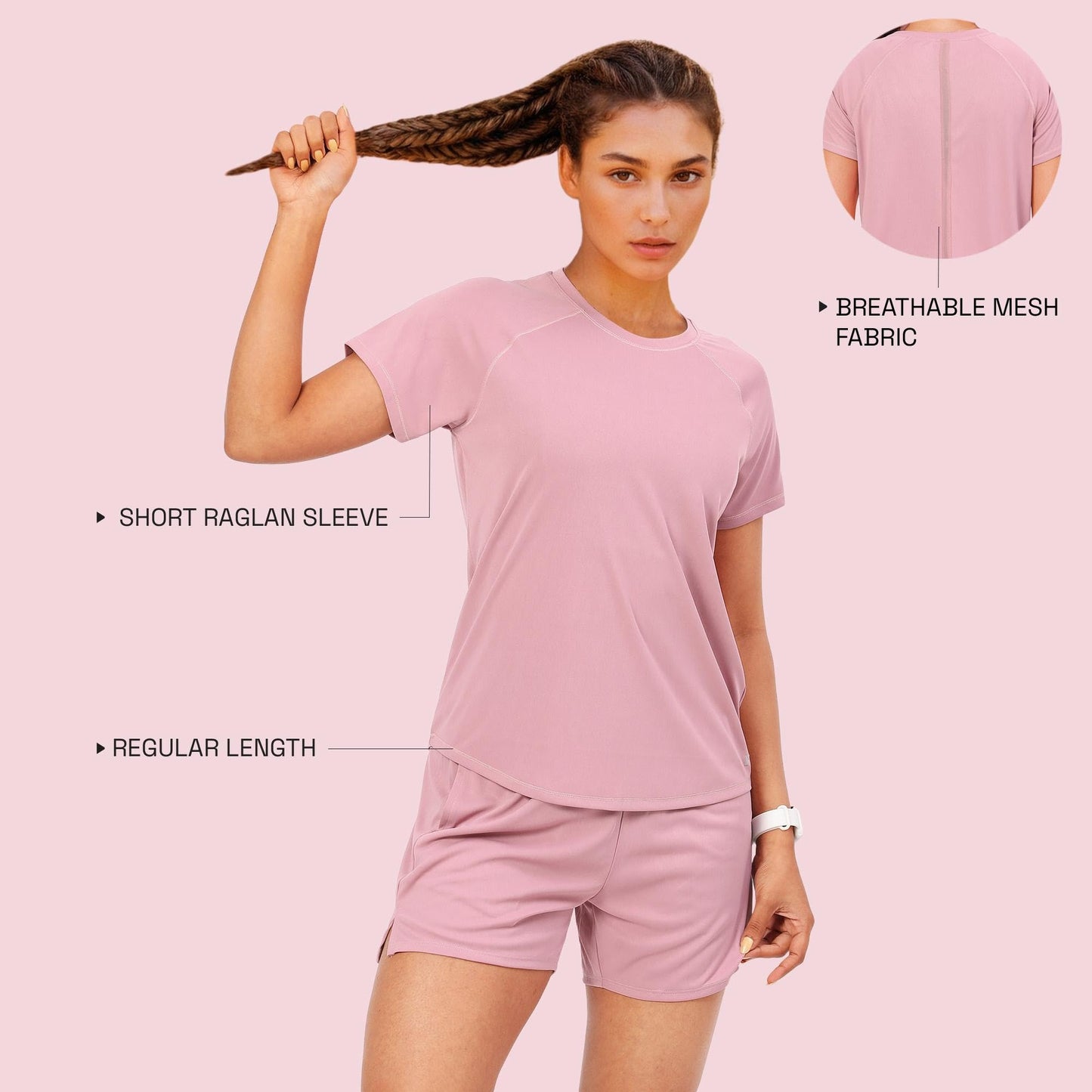 Enamor Womens Solid Relaxed Fit T-Shirt (A314_Lilas