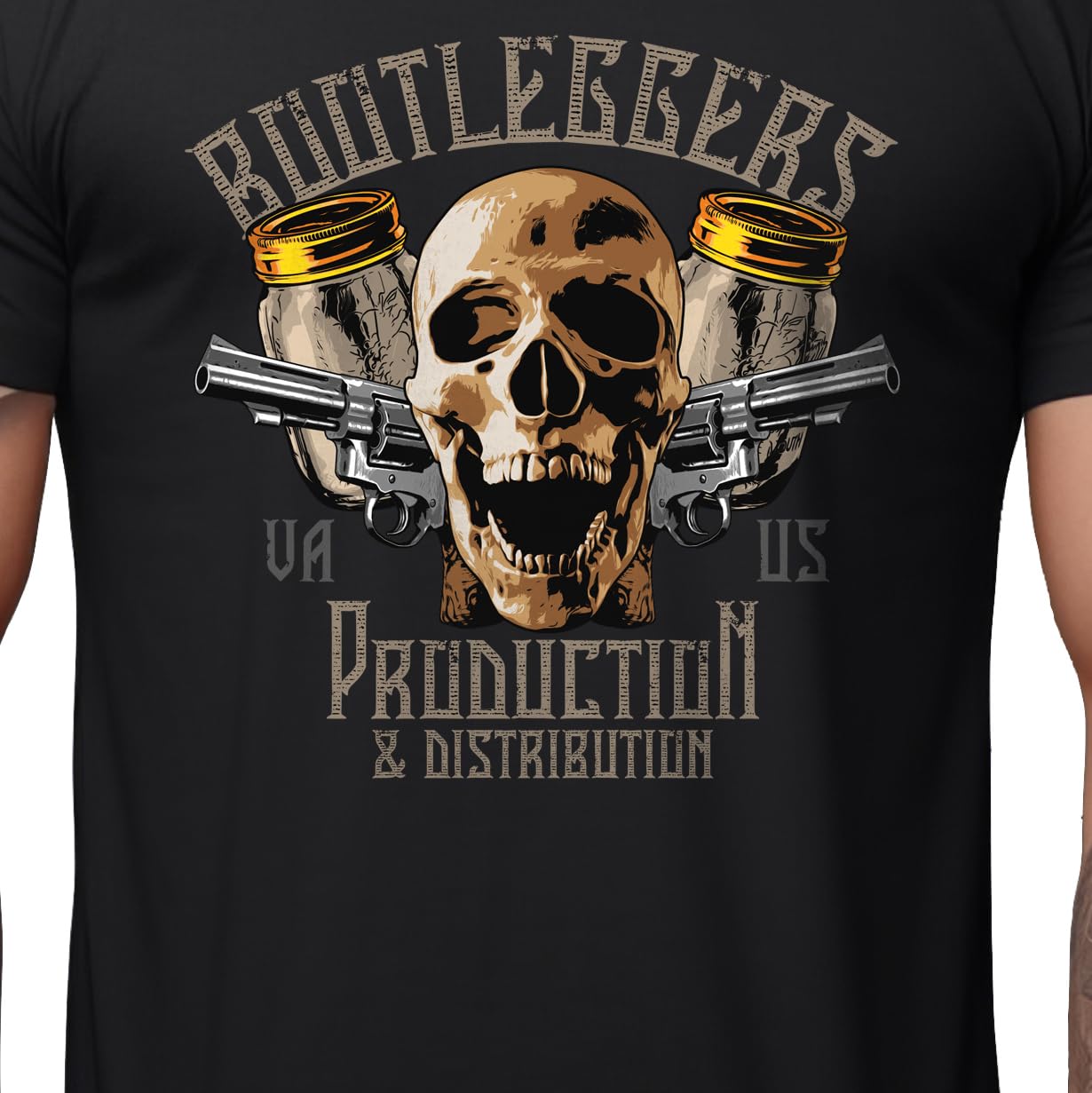 Peppyzone Mens Regular Fit T-Shirt (PZ-Skull458_Black4