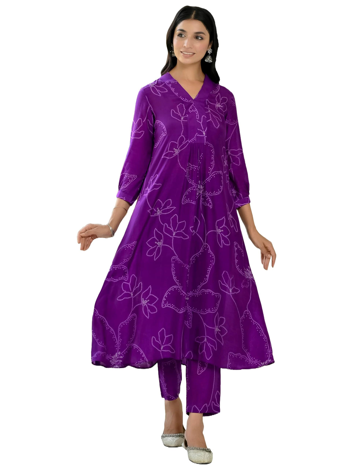 ANNI DESIGNER Womens Rayon Blend A-Line Printed Kurta & Pant