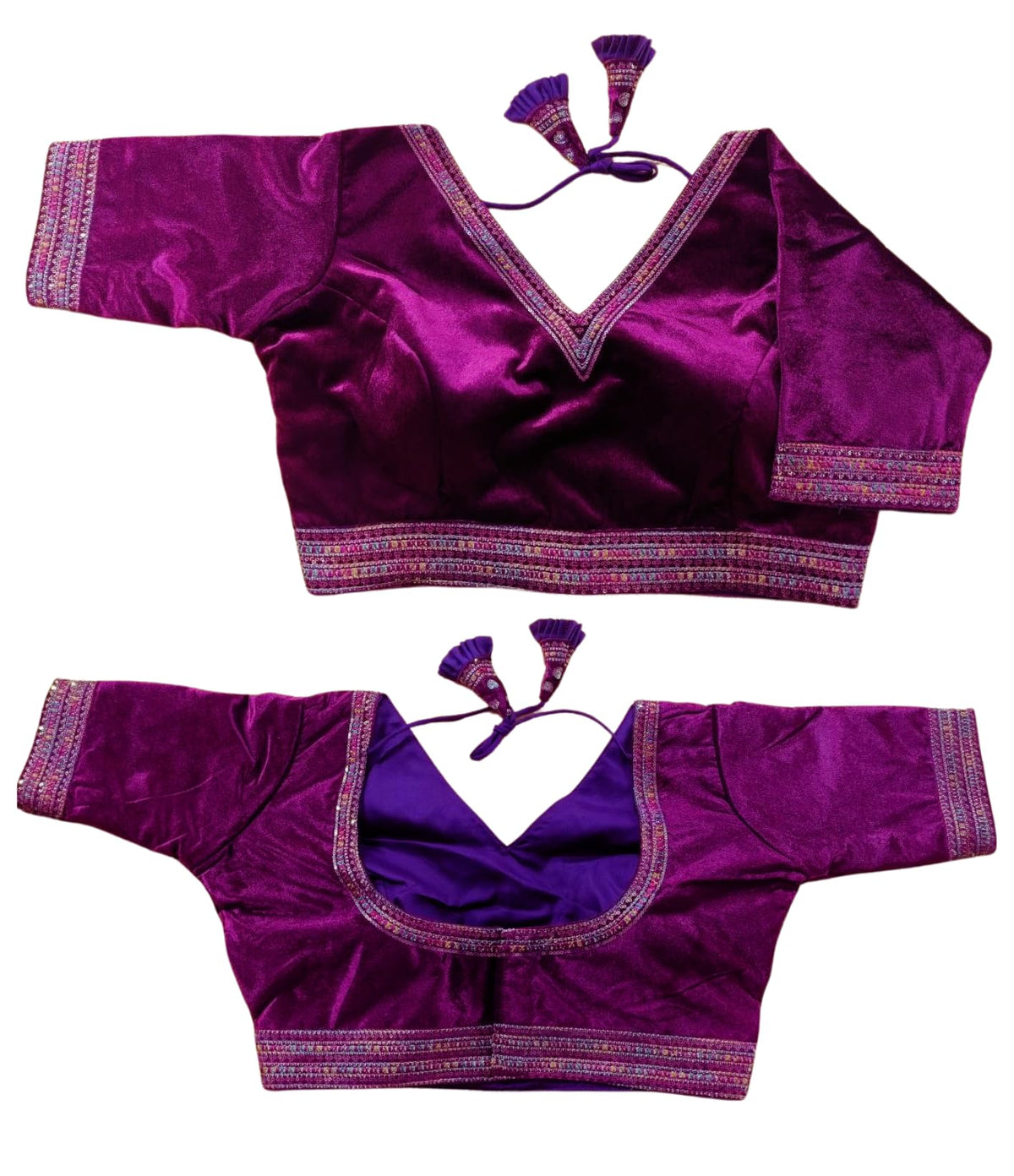 Pujia Mills Womens Milan Silk Blouse for Women Readymade Blouse Half Sleeves Embroidery Blouse aari Work Blouse Readymade Saree
