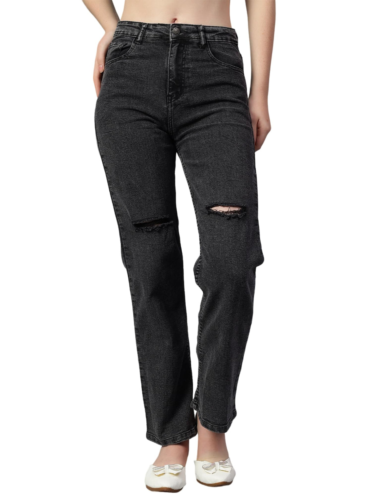 Kotty WomenS High Rise Solid Comfortable Stretchable Jeans(Black,32)