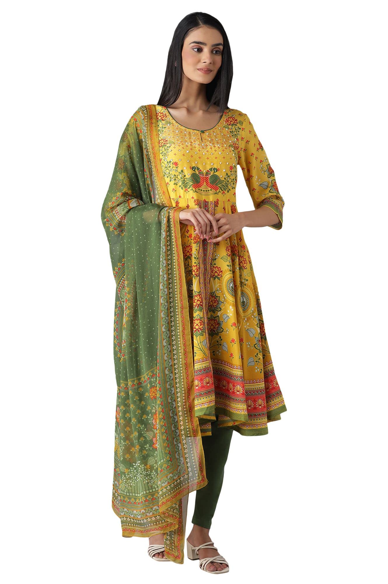 Aurelia WomenS Polyester Dress, Tight & Dupatta (22Feas12950-504980_Yellow_S)