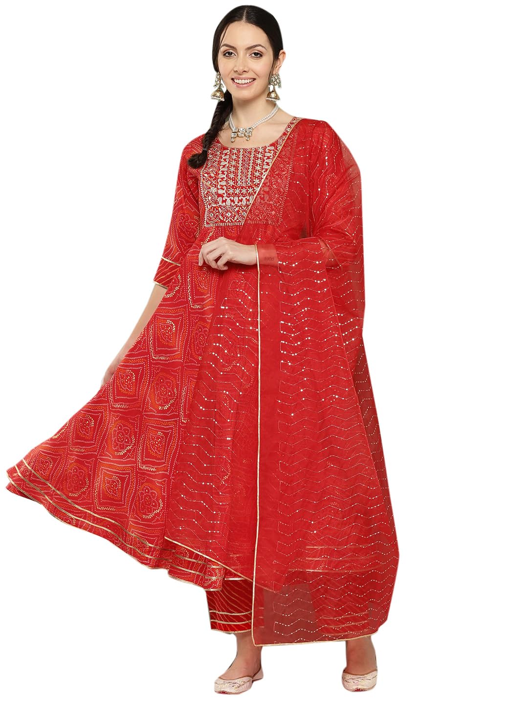 Libas WomenS Silk Blend Kurta Sets (34657_Orange