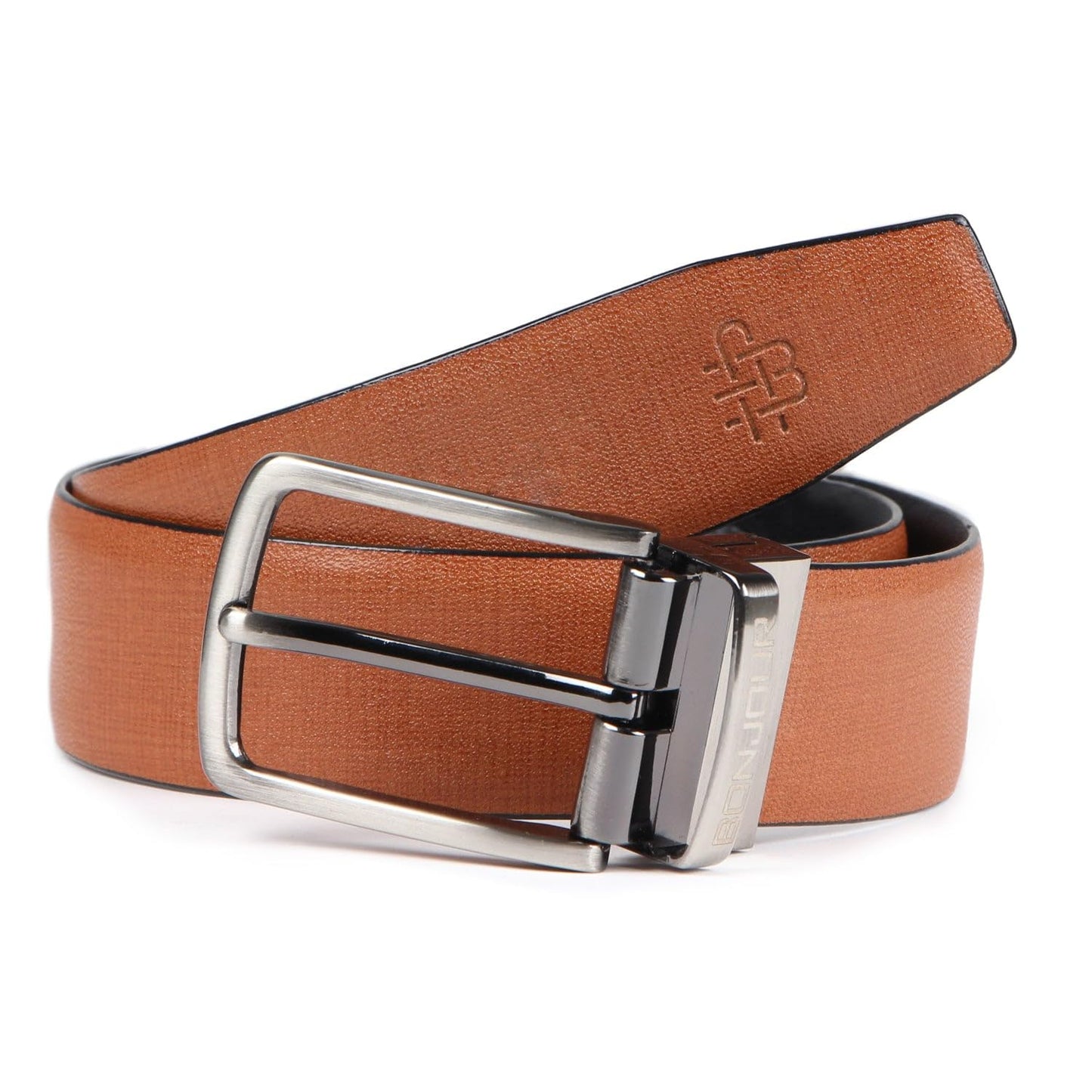 Bonjour Mens Premium Solid Pure Leather Belt - Tan/Brown
