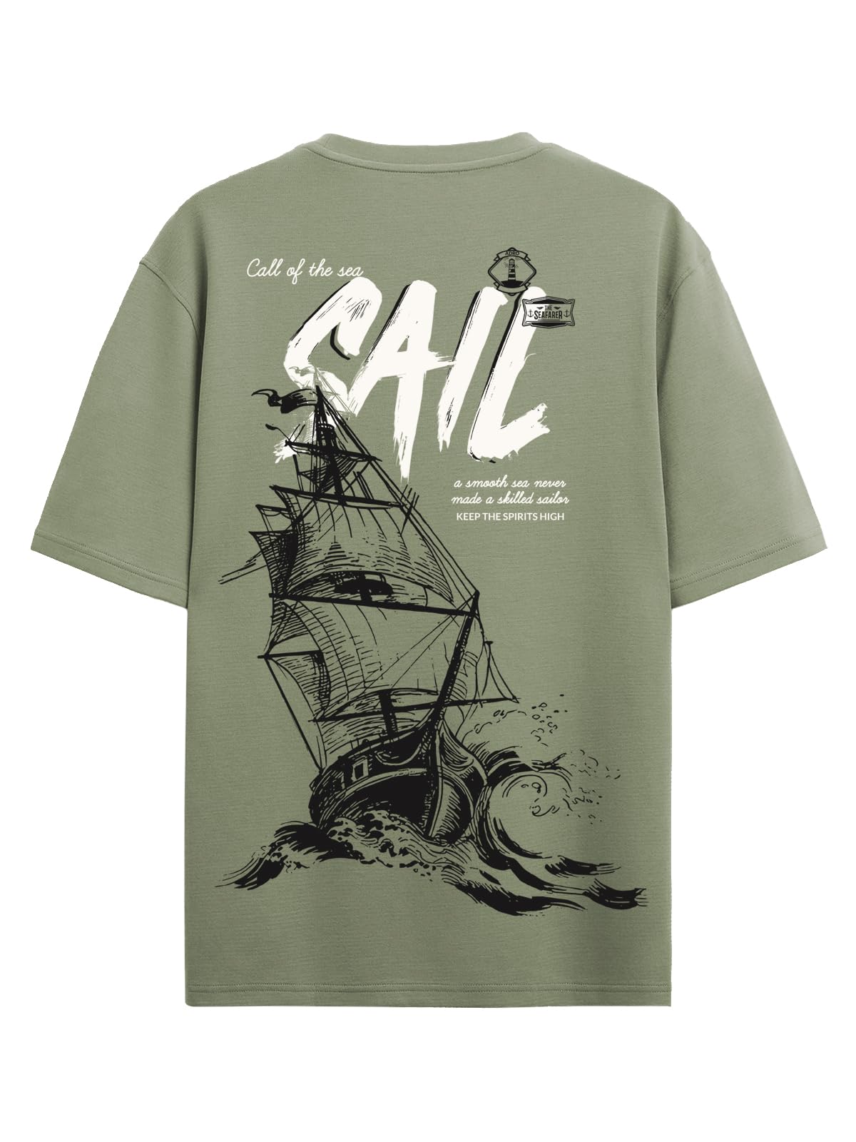 ADRO Men's Solid Oversized Fit T-Shirt (OVR24-L1-SAIL-OL_Olive