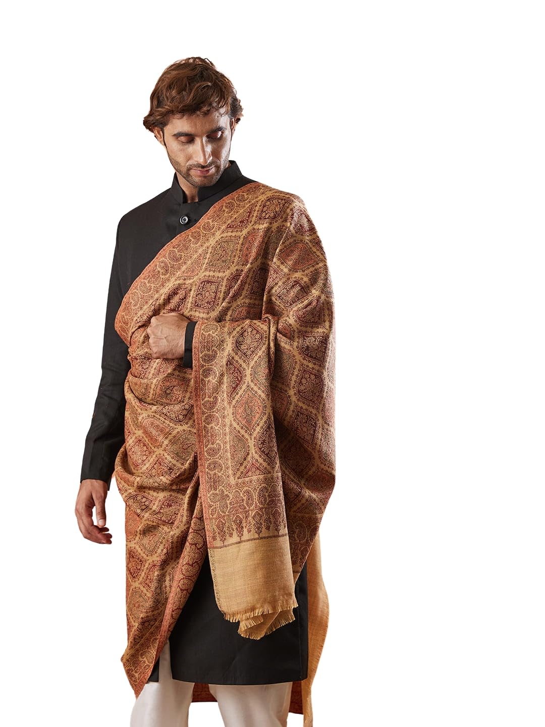 Pashmoda Men Shabnam Jamawar Shawl (Size: 101x203 Cm)