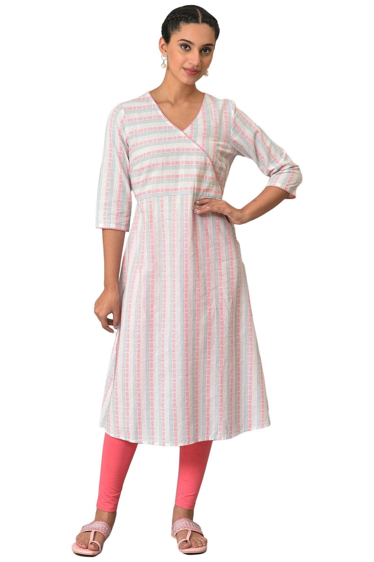 Aurelia Dyed Cotton V Neck Womens Kurta