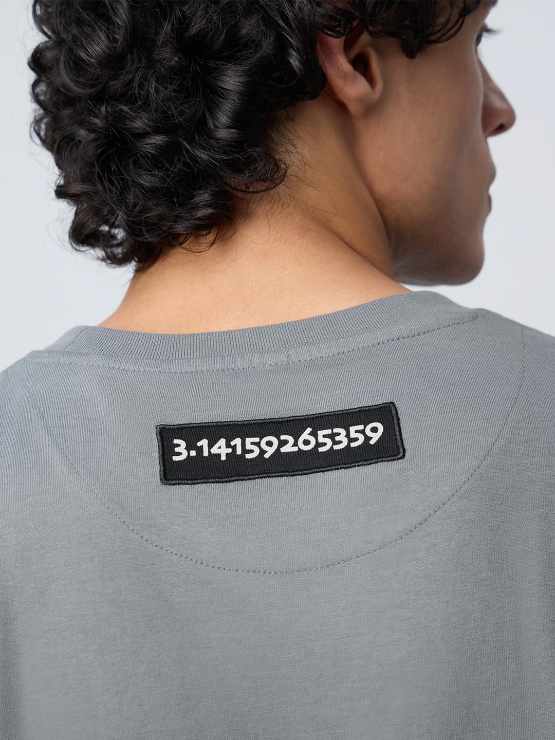 The Souled Store Irrational as Pi Men and Boys Short Sleeves Round Neck Grey Embroidered Relaxed Fit Lightweight All-Season Cott