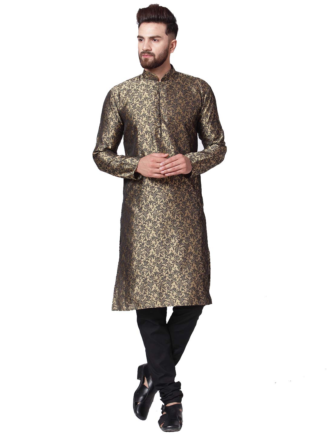 Jompers Mens Jacquard Silk Kurta And Pyjama Set