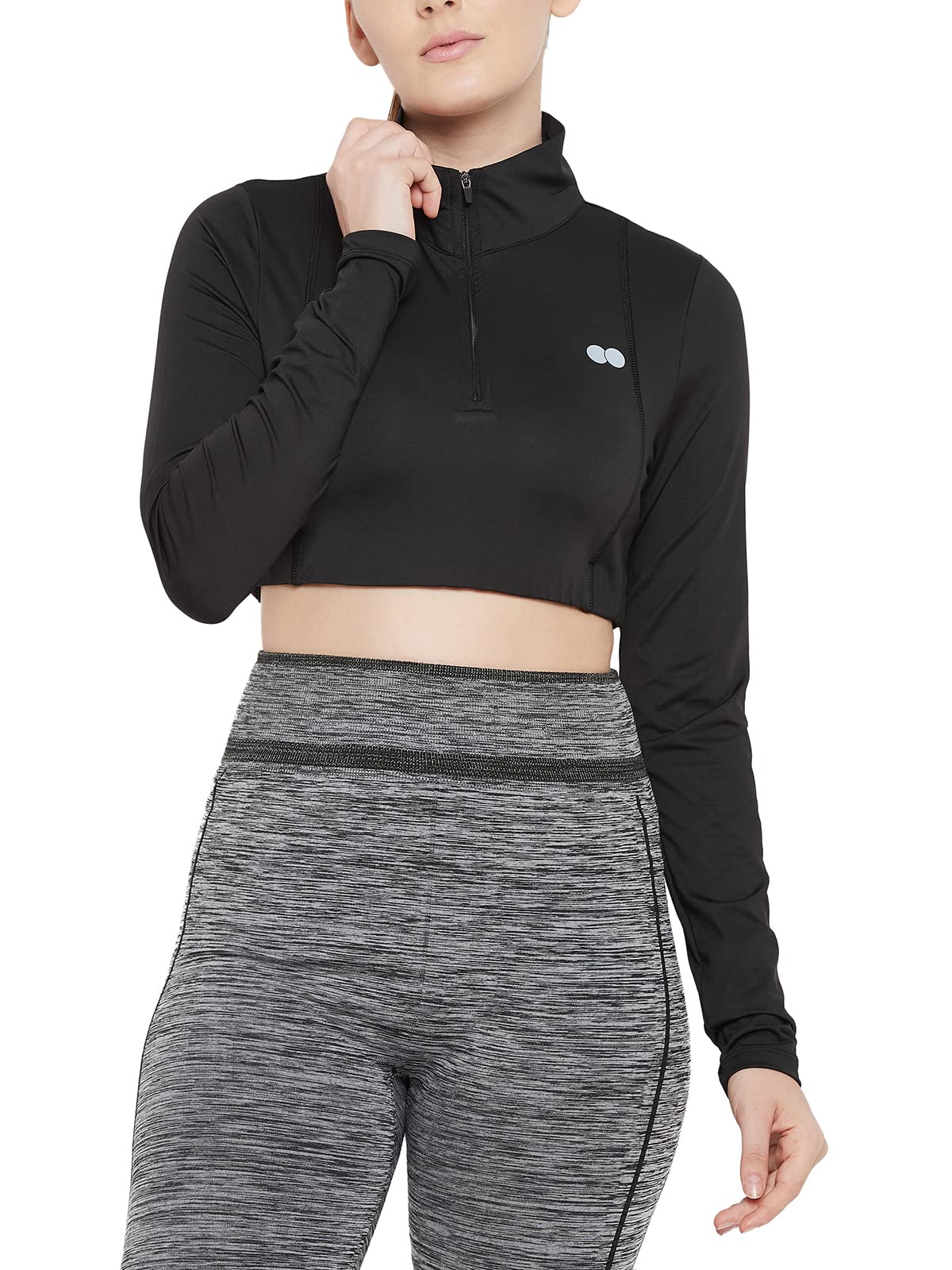 Clovia Womens Snug Fit Active Crop Top (AT0165P13_Black_XXL)