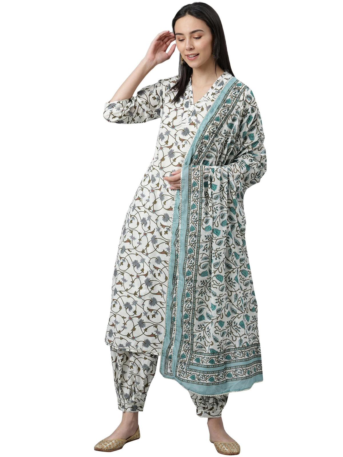 Libas WomenS Cotton Kurta Sets (6919_White