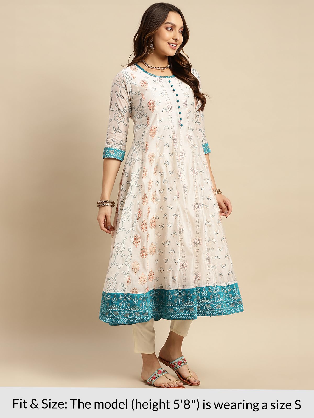 rangita Women's Chanderi Relaxed Fit A Line Kurta