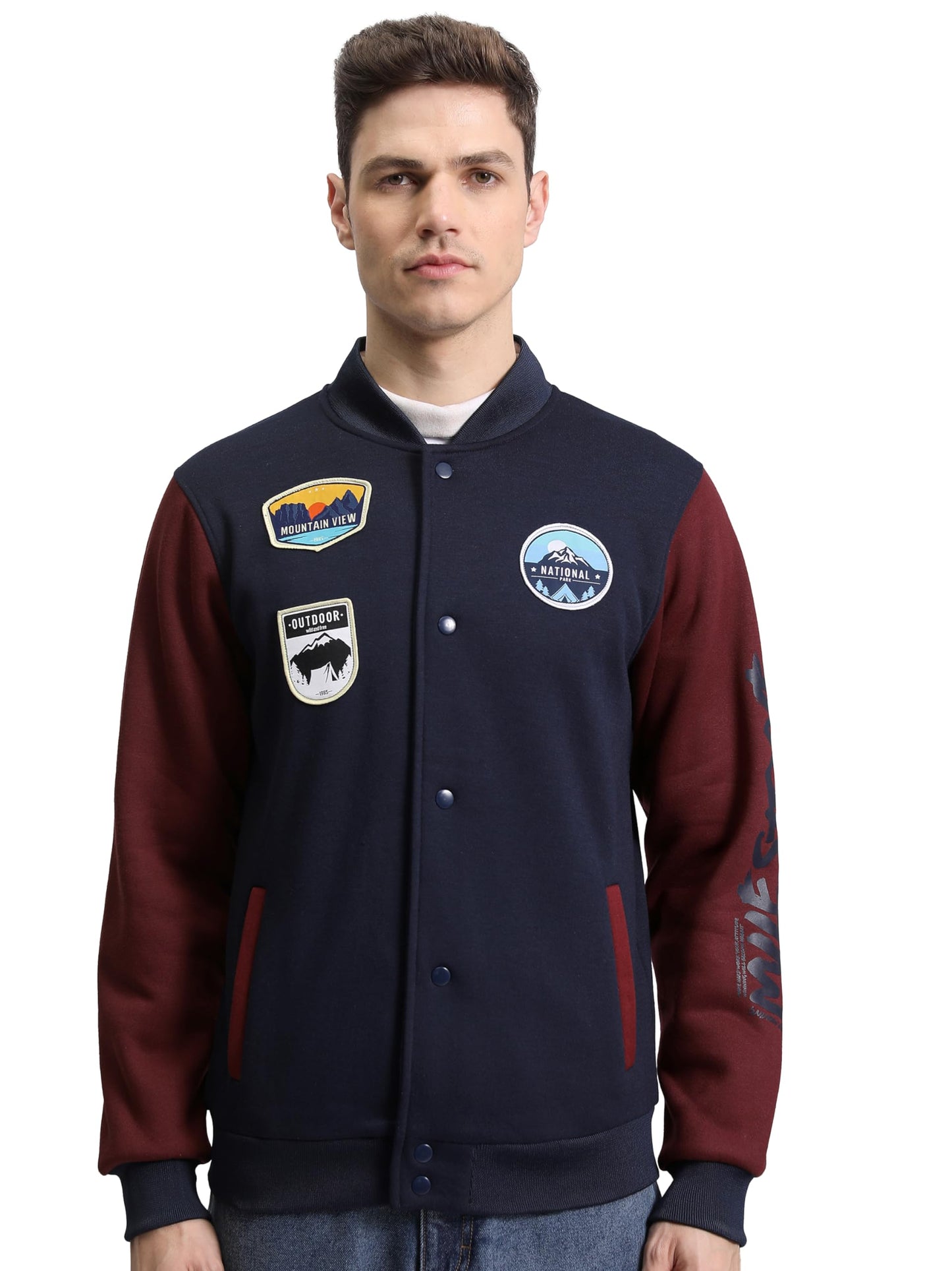 Ketch Polyester Mens Full Sleeve Regular Fit Jacket Khbj000002 Navy/Red Large
