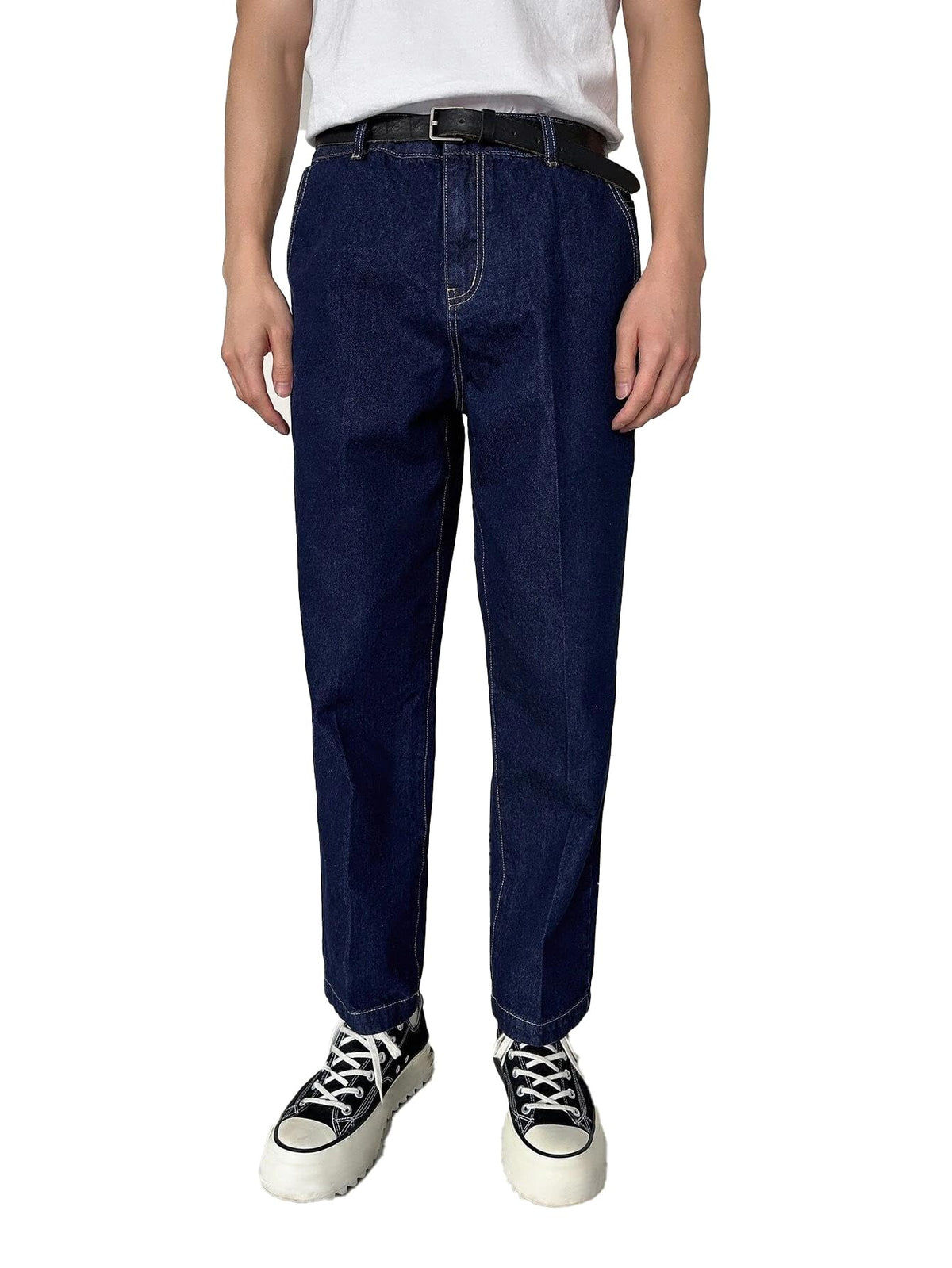 Kotty MenS Regular Solid Mid Rise Dark Blue Jeans
