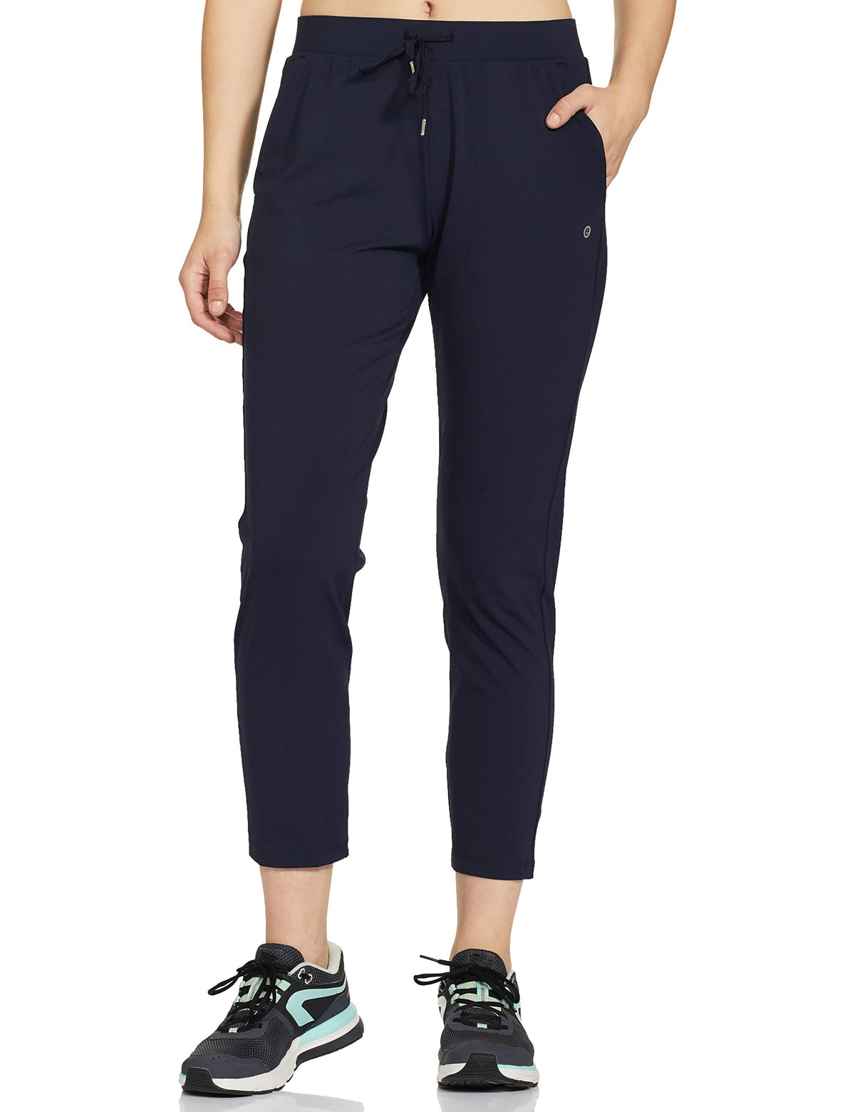 Enamor Athleisure Womens Mid Rise Relaxed Fit 7/8 Length Quick Dry 4 Way Stretch Antimicrobial Smart Active Travel Pants - E068-