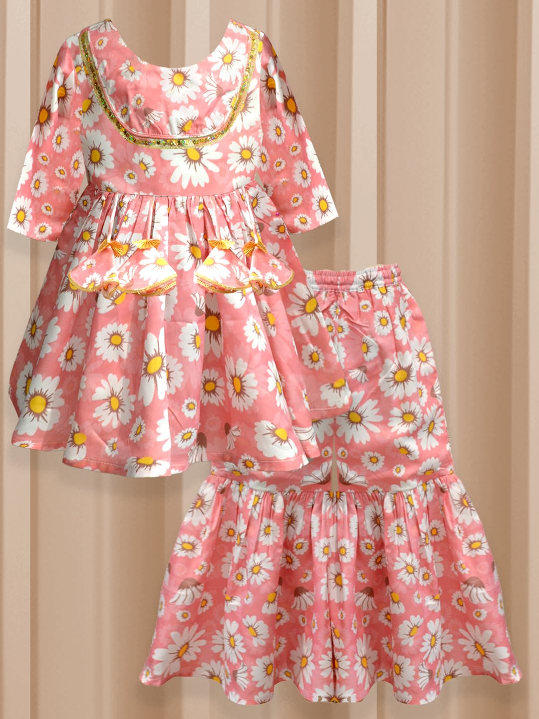 A.T.U.N. (All Things Uber Nice) A.T.U.N. Girls Ethnic Wear Sharara | Corel Printed Kurta With Sharara Set For Girls