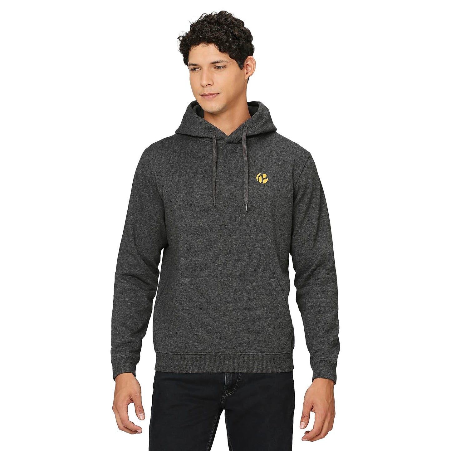 Pepe Jeans MenS Cotton Blend Hooded Neck Sweatshirt (Pm582543_Antracite Grey_Anthra Mel