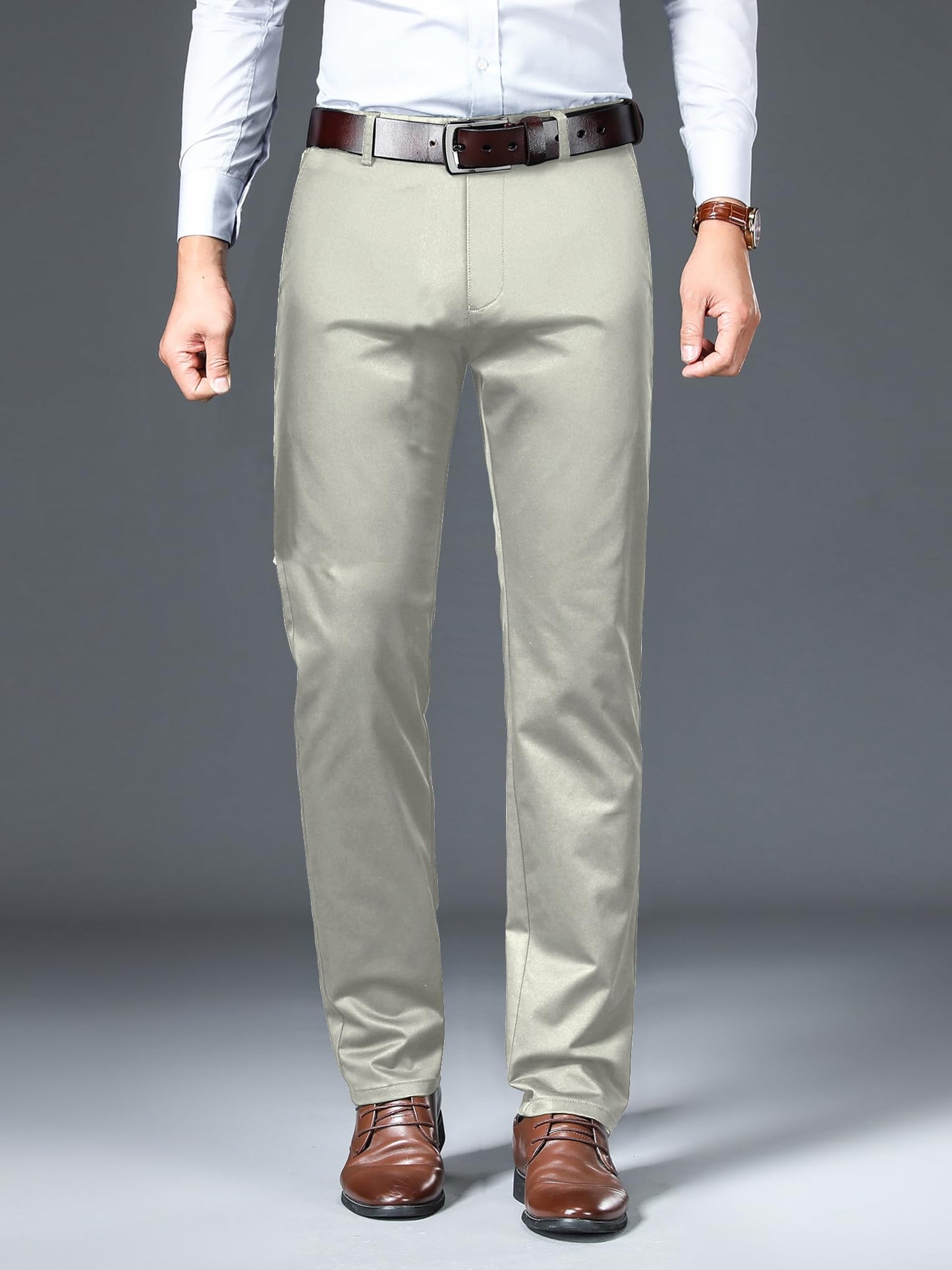 AVANOVA Regular Classic Design for Business and Formal Occasions (Mens Stretch Dress Pants 126_Beige