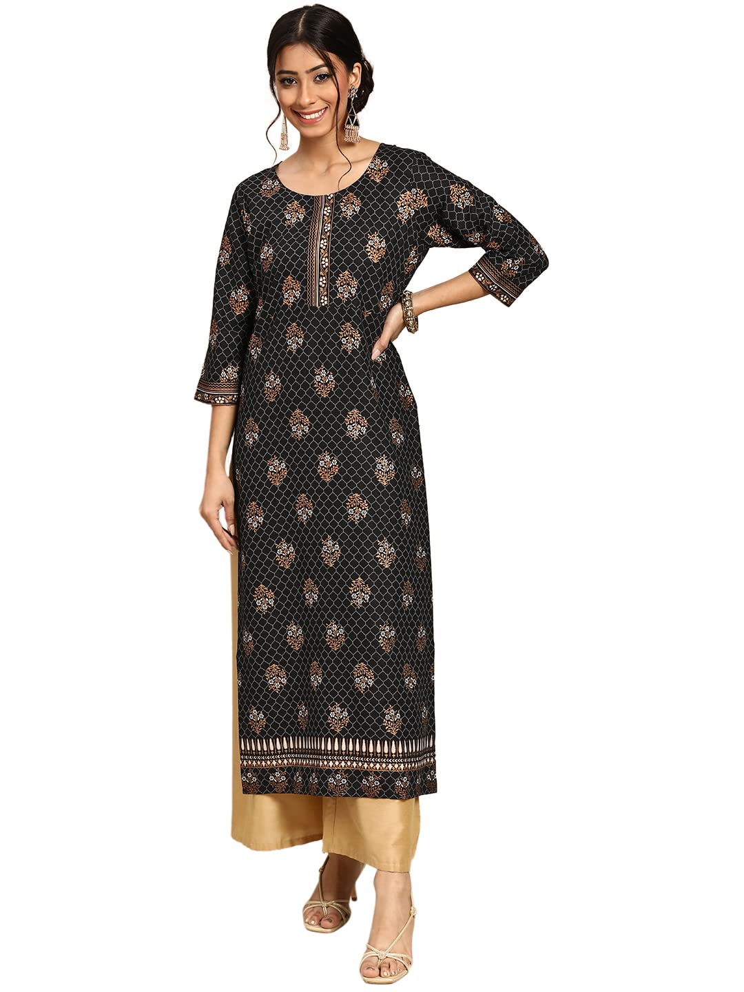 Gerua Womens Rayon Floral Straight Kurta