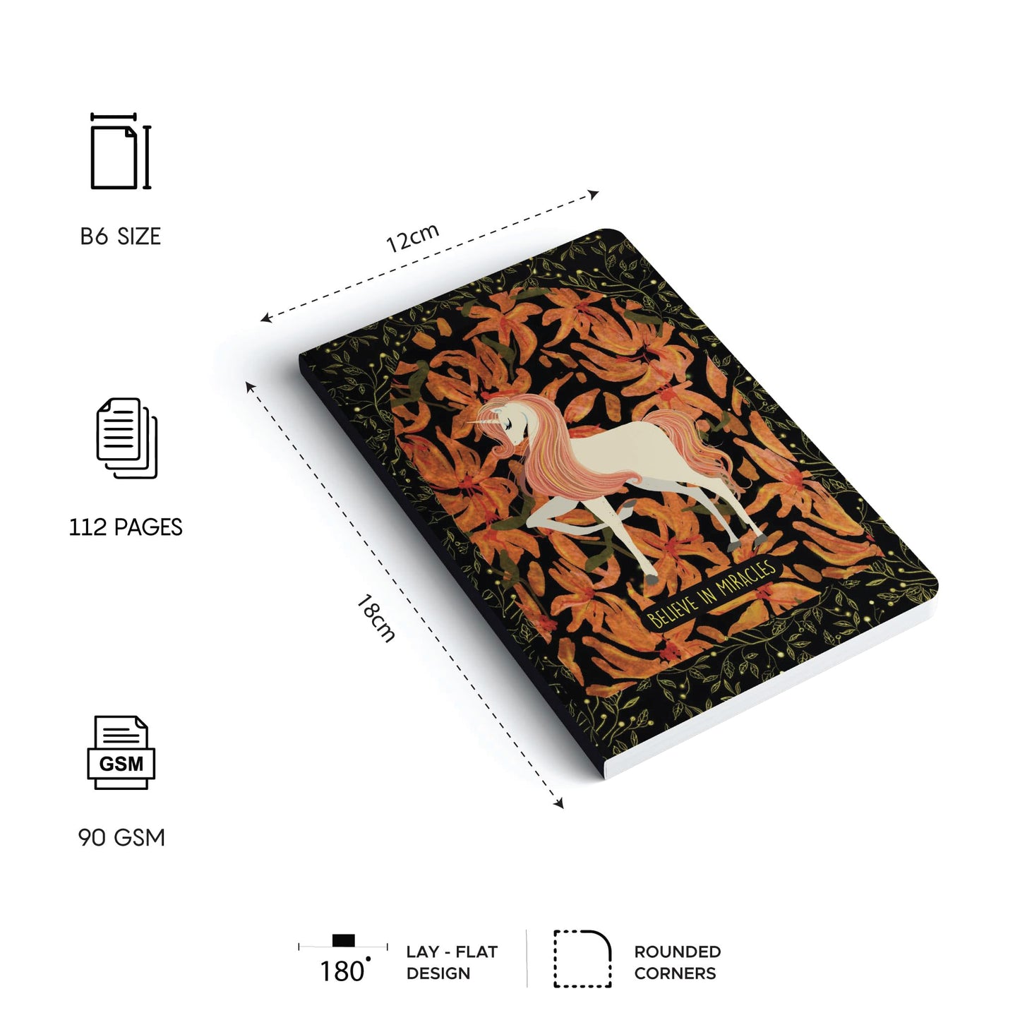 Factor Notes Notebook: 90 Gsm, B6, Ruled, 112 Pages Journal Diary (Believe In Miracle)