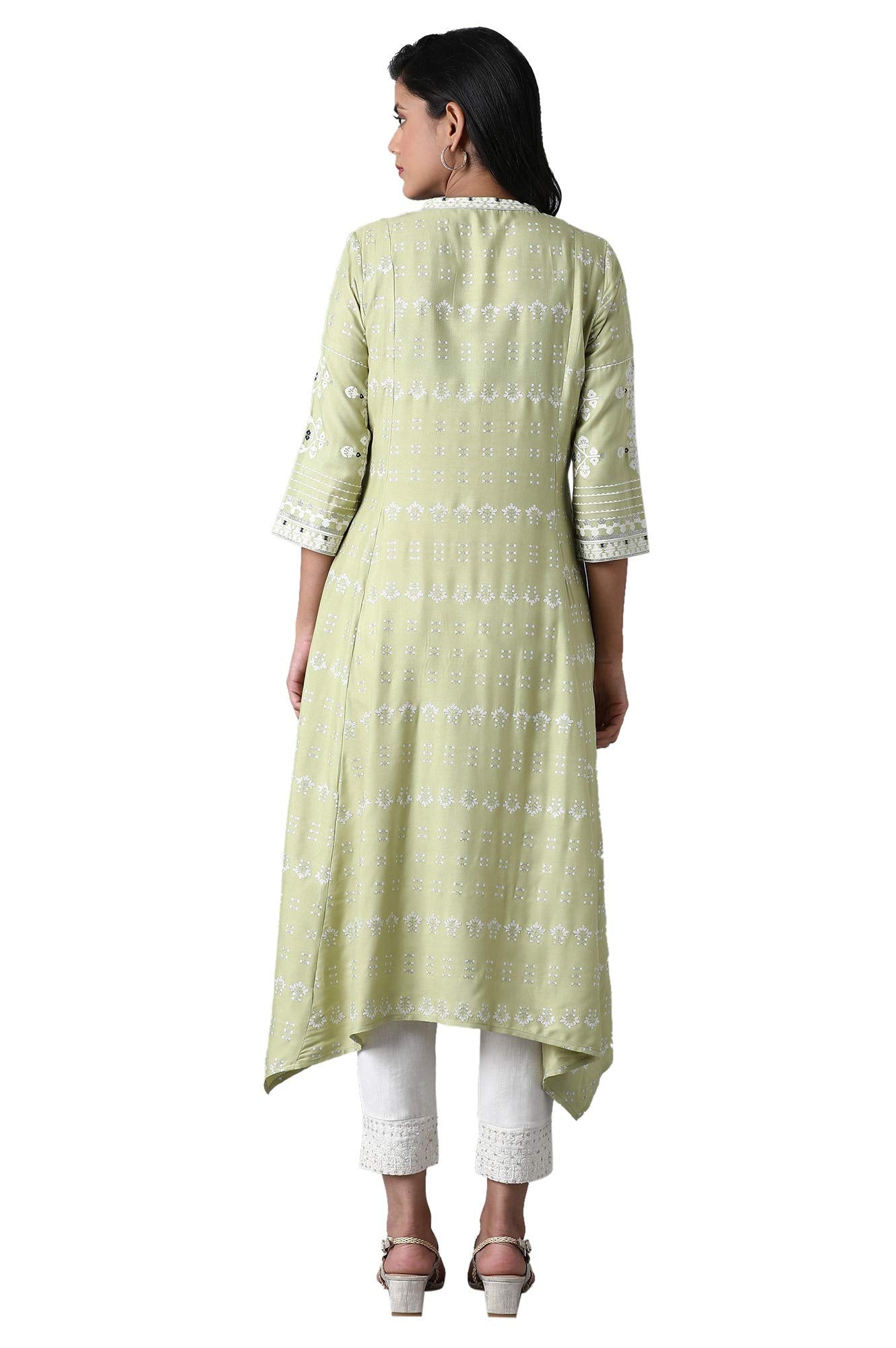 W for Woman Women's Viscose Asymmetric Flared Kurta