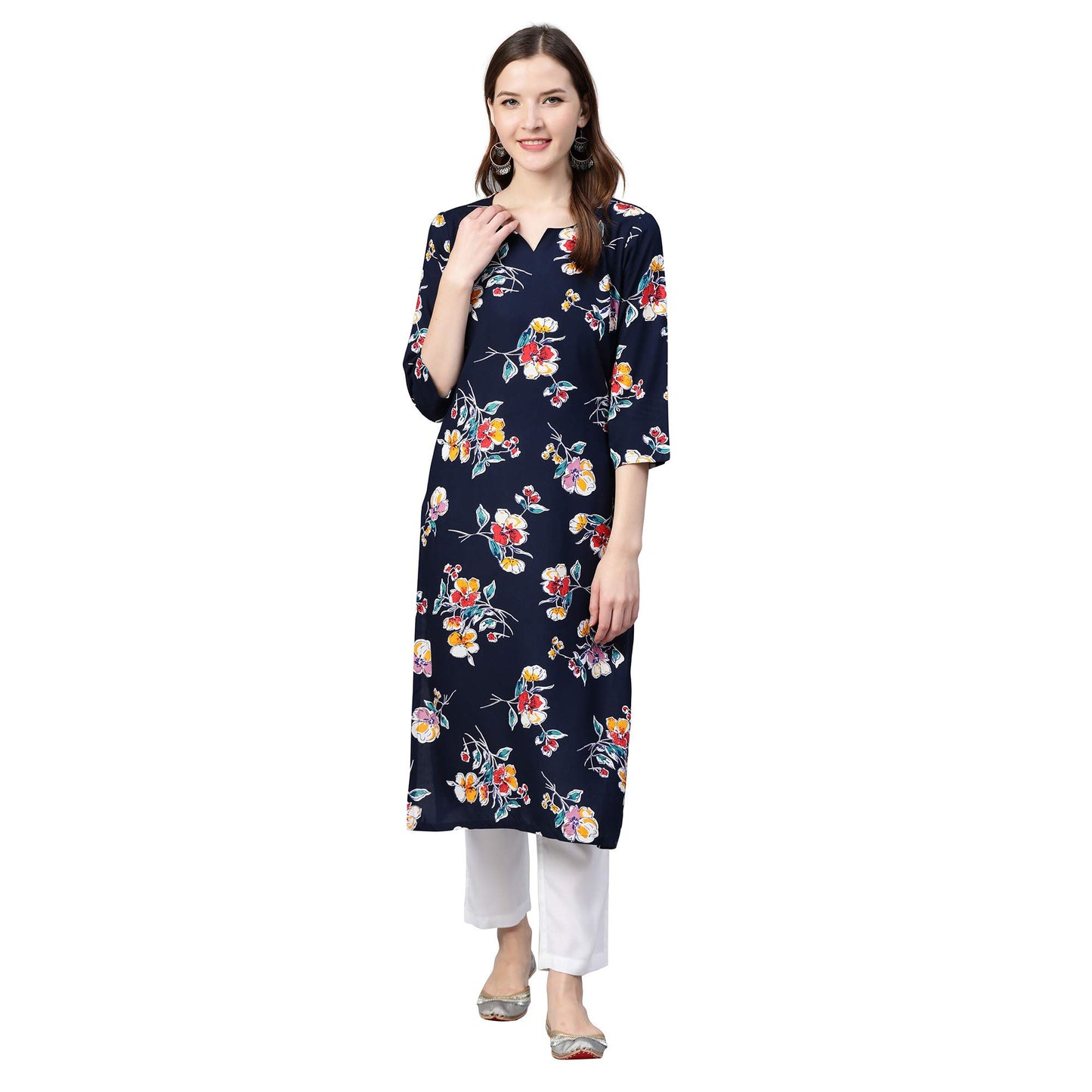 idaLia Women's Navy Blue Cotton Dress