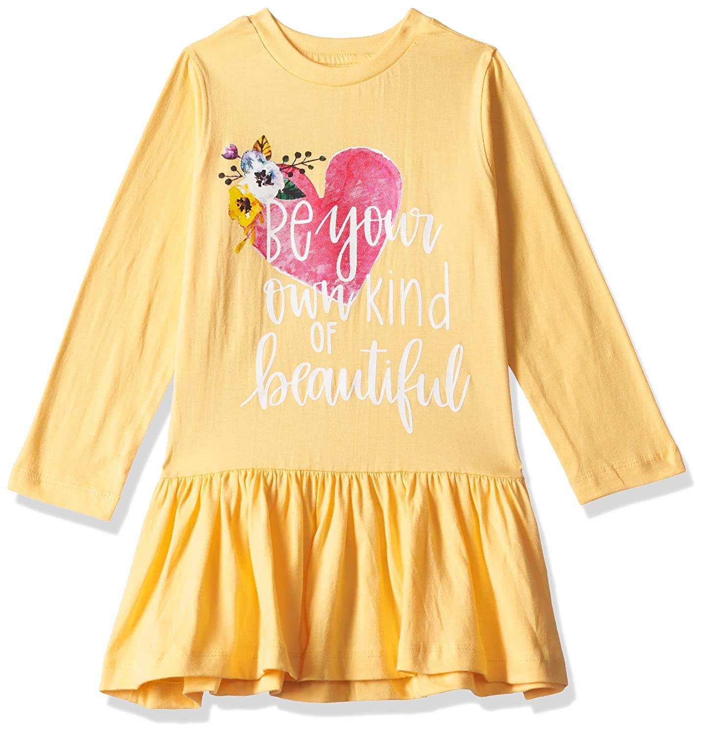 T2F Girls Cotton A-Line Knee-Length Casual Dress (GLS-DRZ-05_Yellow