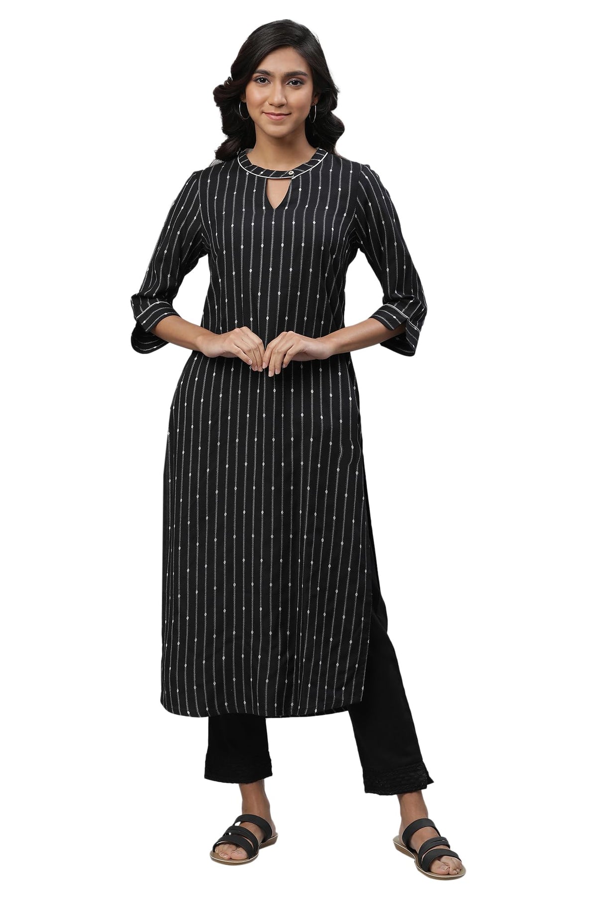 Aurelia Womens Striped Rayon Kurta