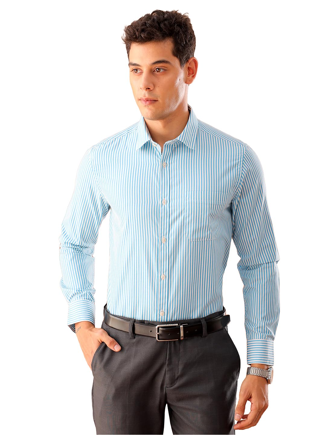 The Indian Garage Co Mens Slim Fit Shirt (0424-SHFRST-01-01_Teal