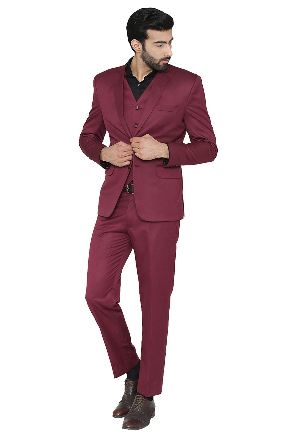 WINTAGE Mens Polyester Cotton and Evening 3 Pc Suit : Purple