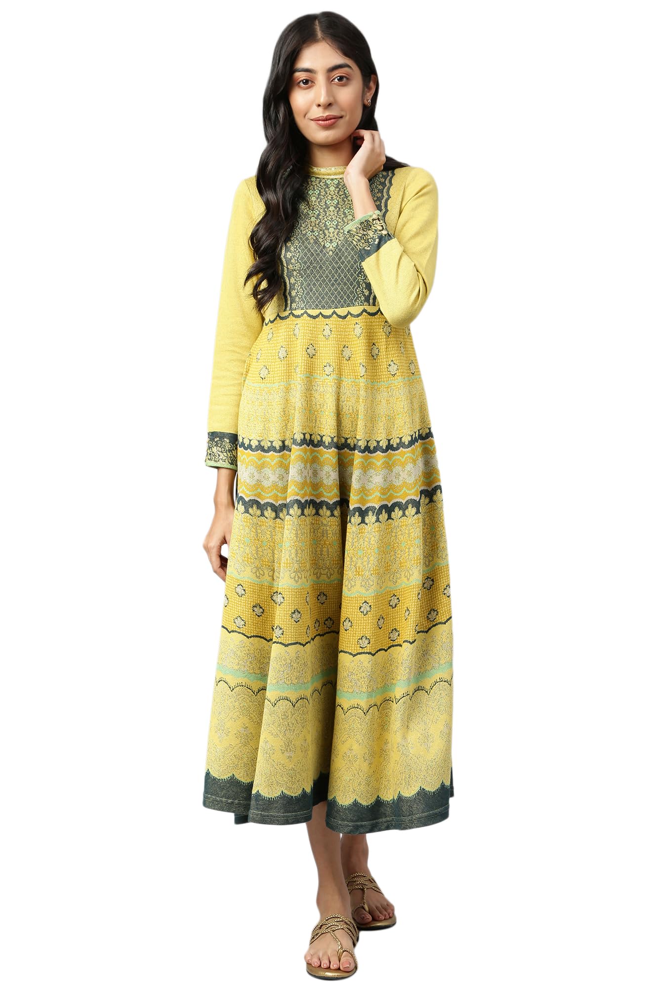 Mustard Jacquard Dress