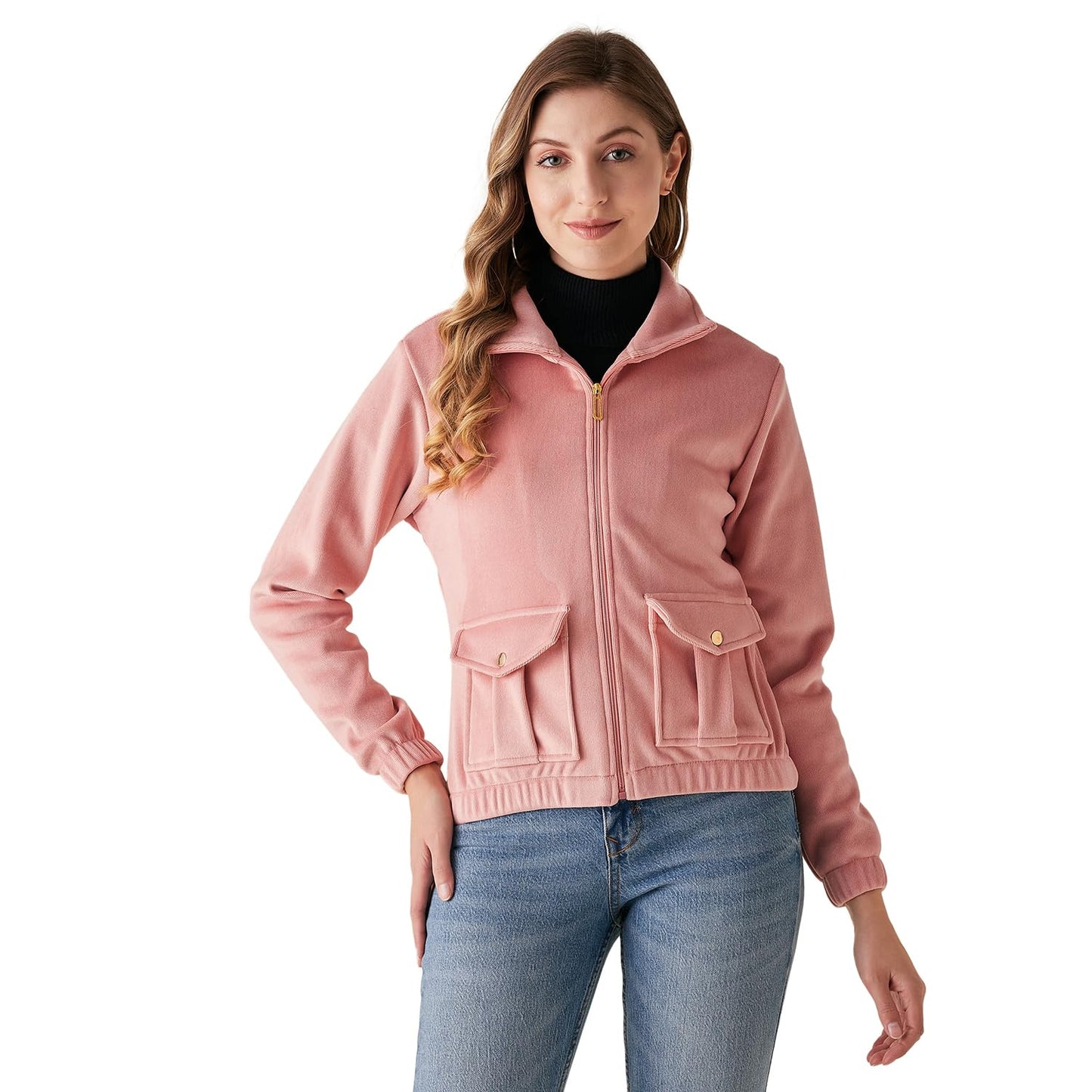 Modeve Women Full Sleeve Peach Jacket For Winter