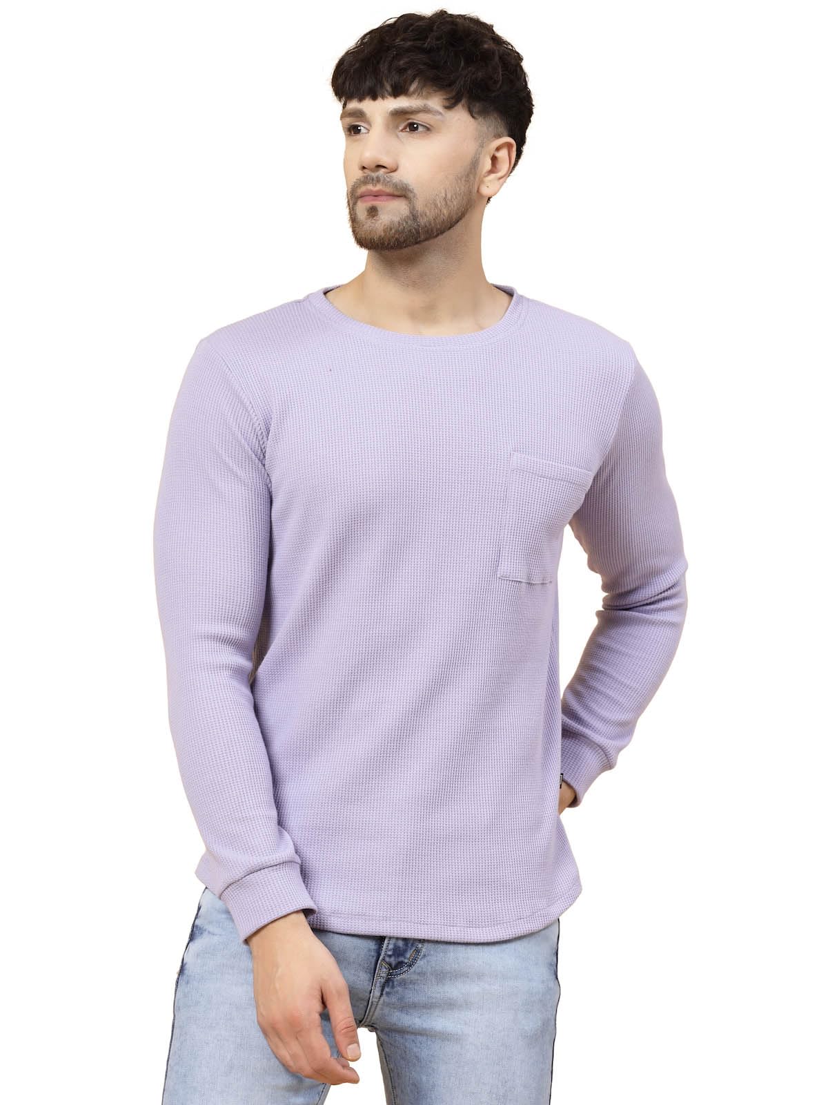Rigo Mens Solid Regular Fit T-Shirt (CT08231595_Light Purple