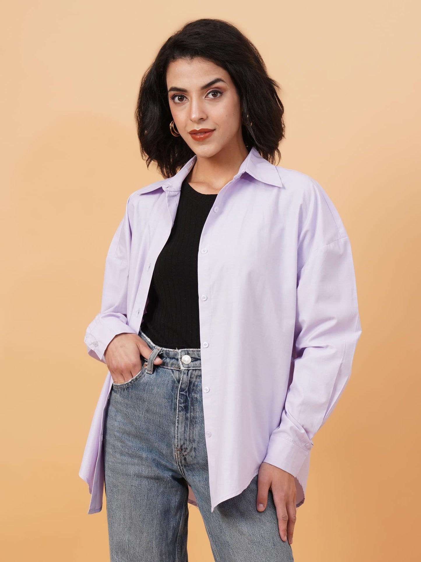 Kotty WomenS Relaxed Fit Spread Collar Casual Shirt