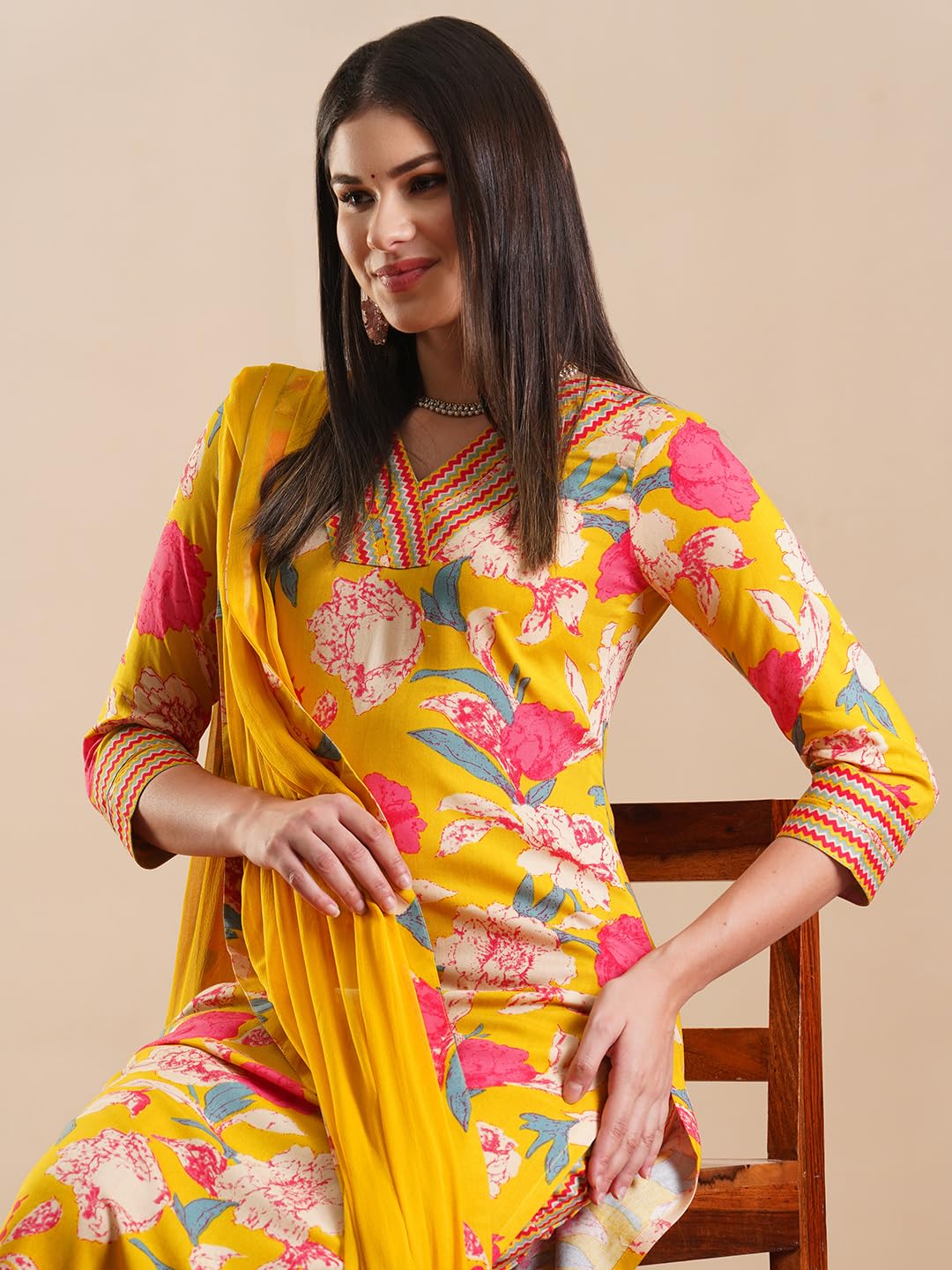 ANNI DESIGNER Women's Rayon Blend Casual Style Kurta With Pant & Dupatta