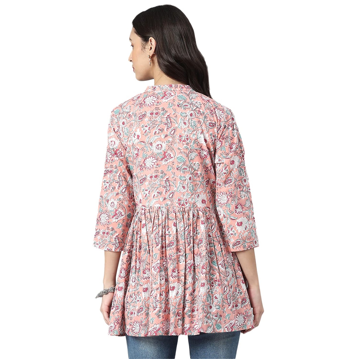 Stylum Women's Floral Printed Cotton Top (Pink)