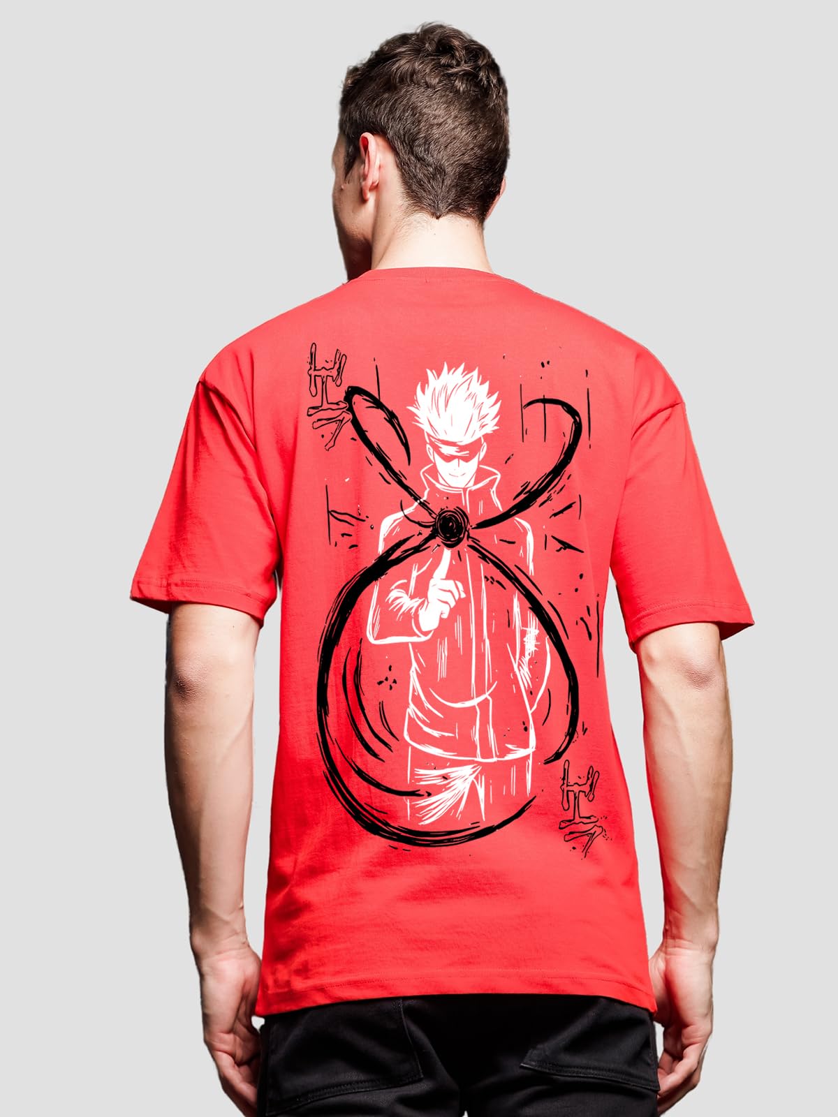 ADRO Oversize T Shirt for Men | Drop Shoulder Cotton T Shirt | Anime Oversize T-Shirt | Luffy T Shirt Gear 5| Trendy Front and B