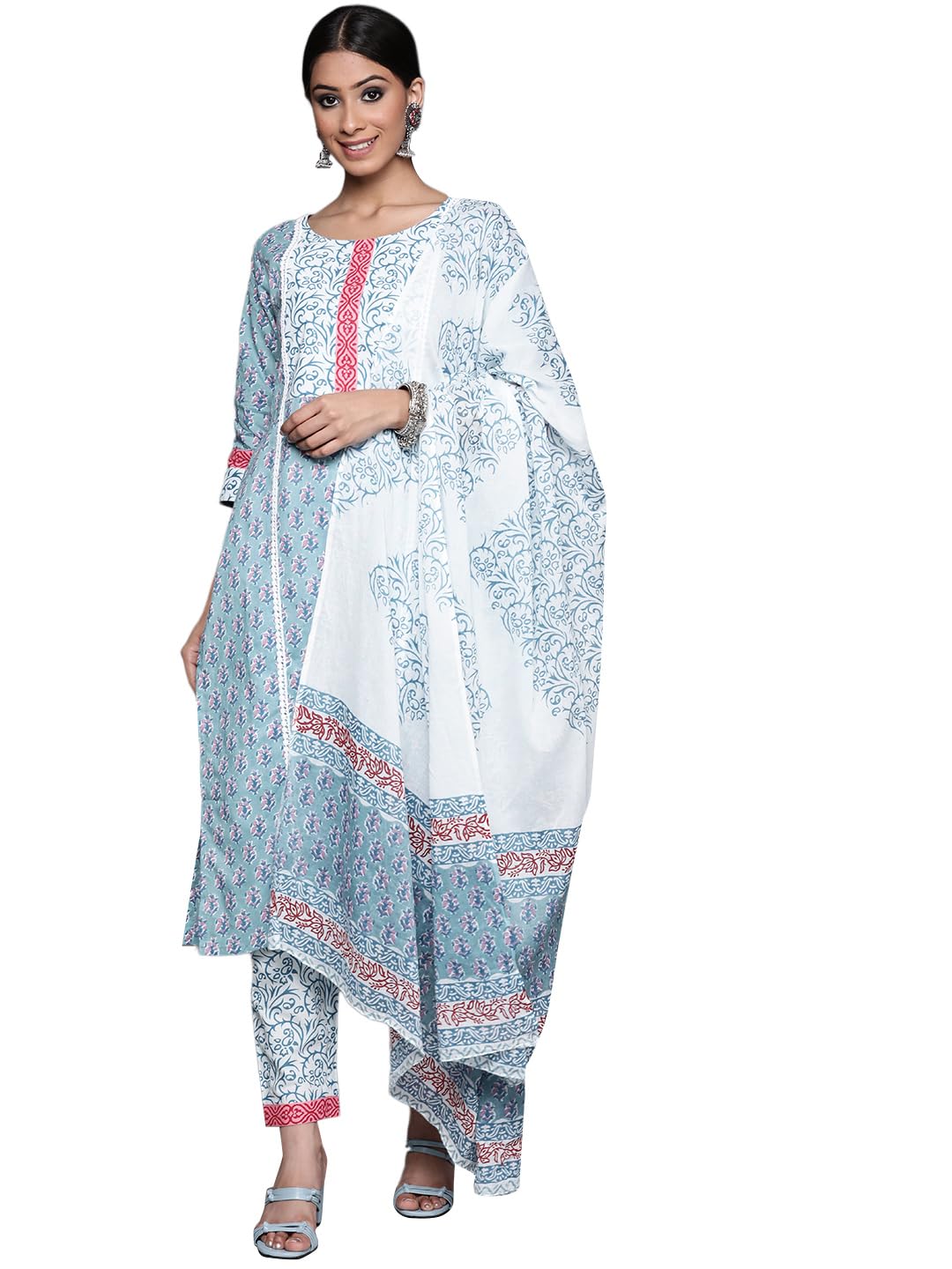 Libas Womens Cotton Kurta Sets (33204O_Blue