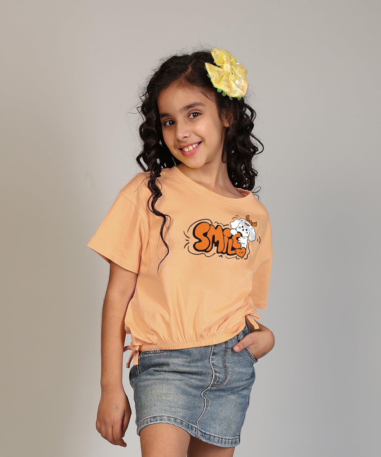 Kyda Kids 100% Cotton Crop Top For Girls - Printed Short Sleeve Stylish Tshirt, Regular Fit Tops For Girl - Pack Of 3