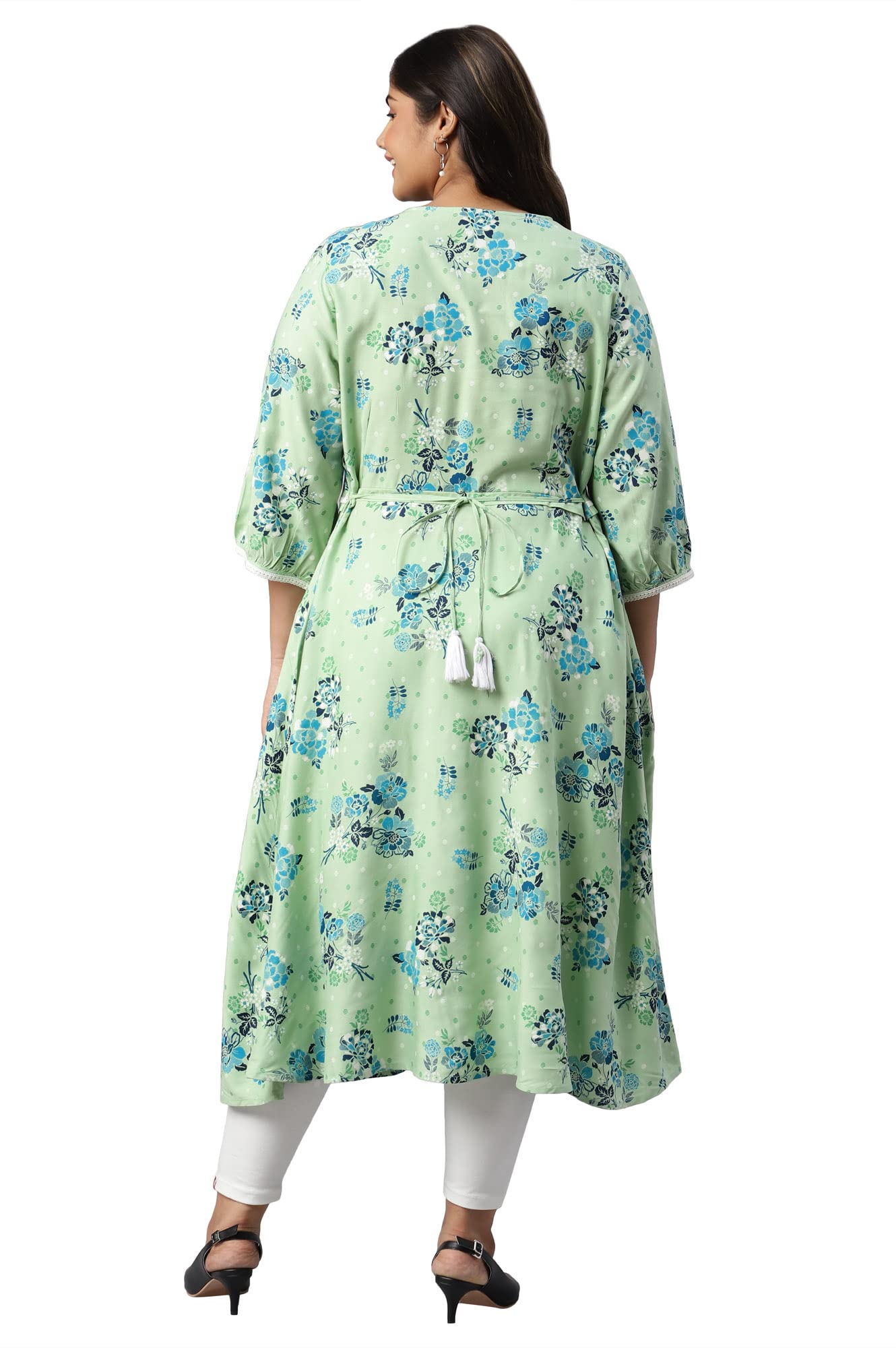 Aurelia Women's Rayon Straight Fit Floral Printed Kurta