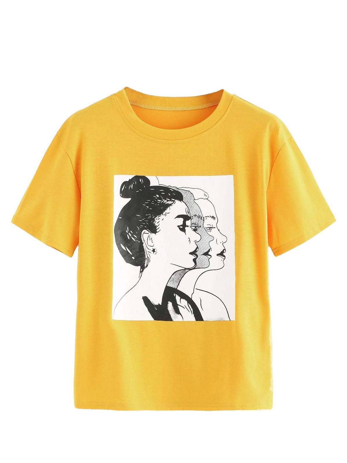 Fabricorn Plain Printed Cotton Tshirt For Women (Mustard Yellow, X-Large)