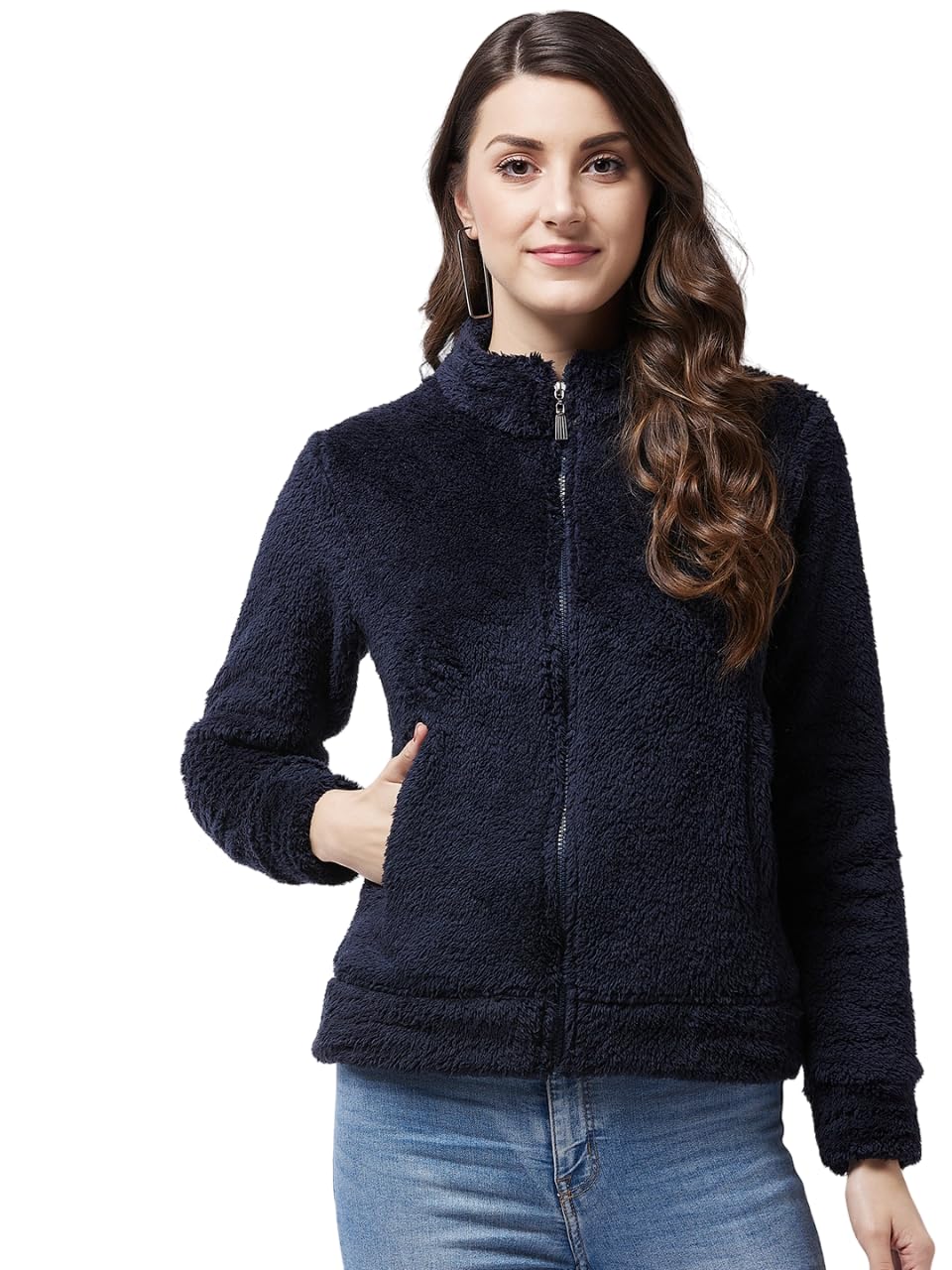 Modeve Women Solid Full Sleeve Jacket For Winter Jacket For Winter-Navy